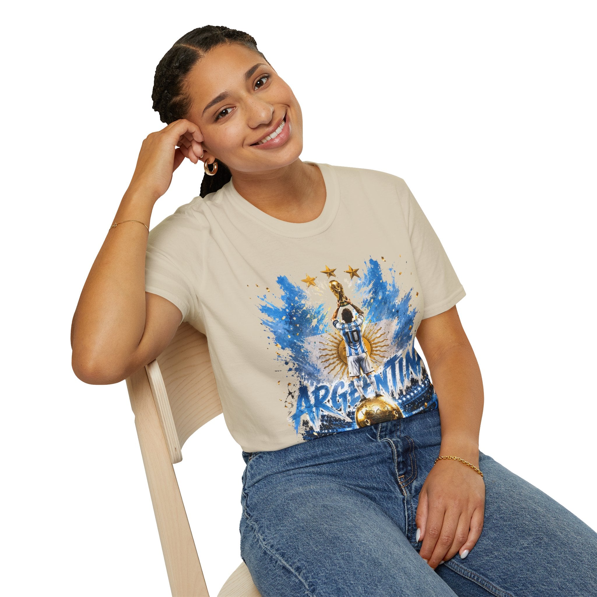 Argentina World Champions T‑Shirt — Soccer World Cup 3 Stars Tribute
