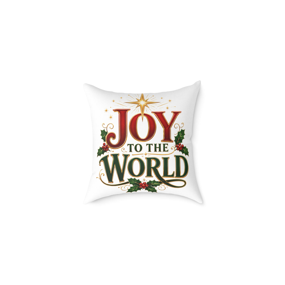 Joy to the World Christmas Pillow — Holiday Decorative Square Throw Pillow
