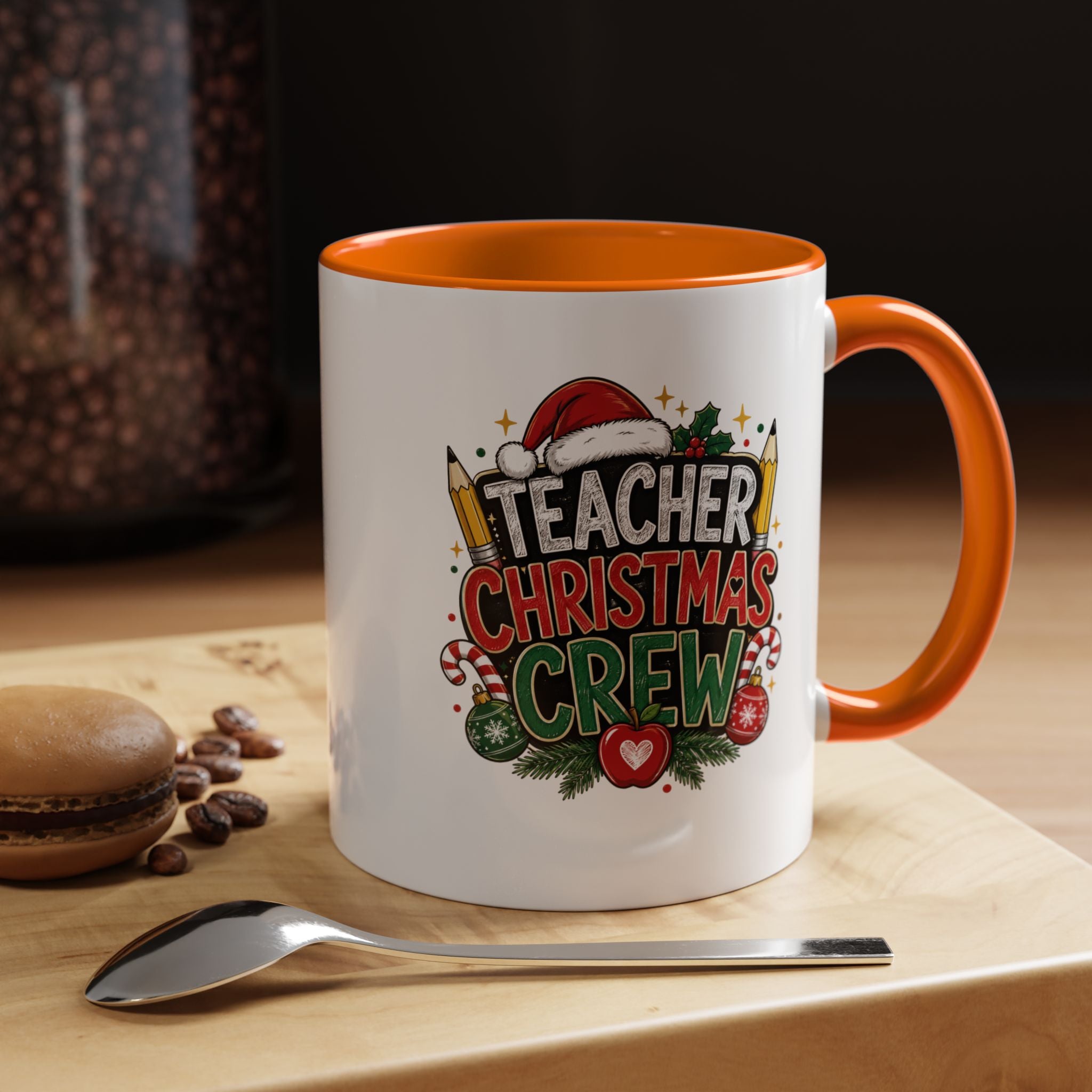 Teacher Christmas Crew Accent Coffee Mug – Holiday Teacher Gift
