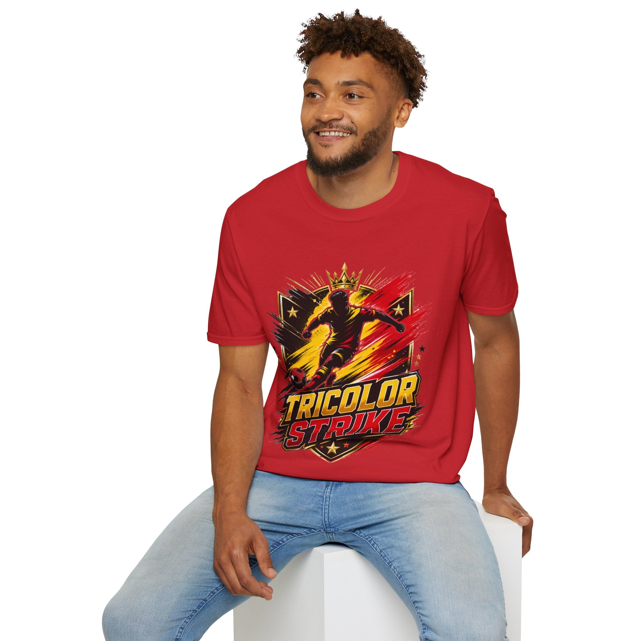 Belgium Soccer T-Shirt — 'Tricolor Strike' Graphic Jersey Tee