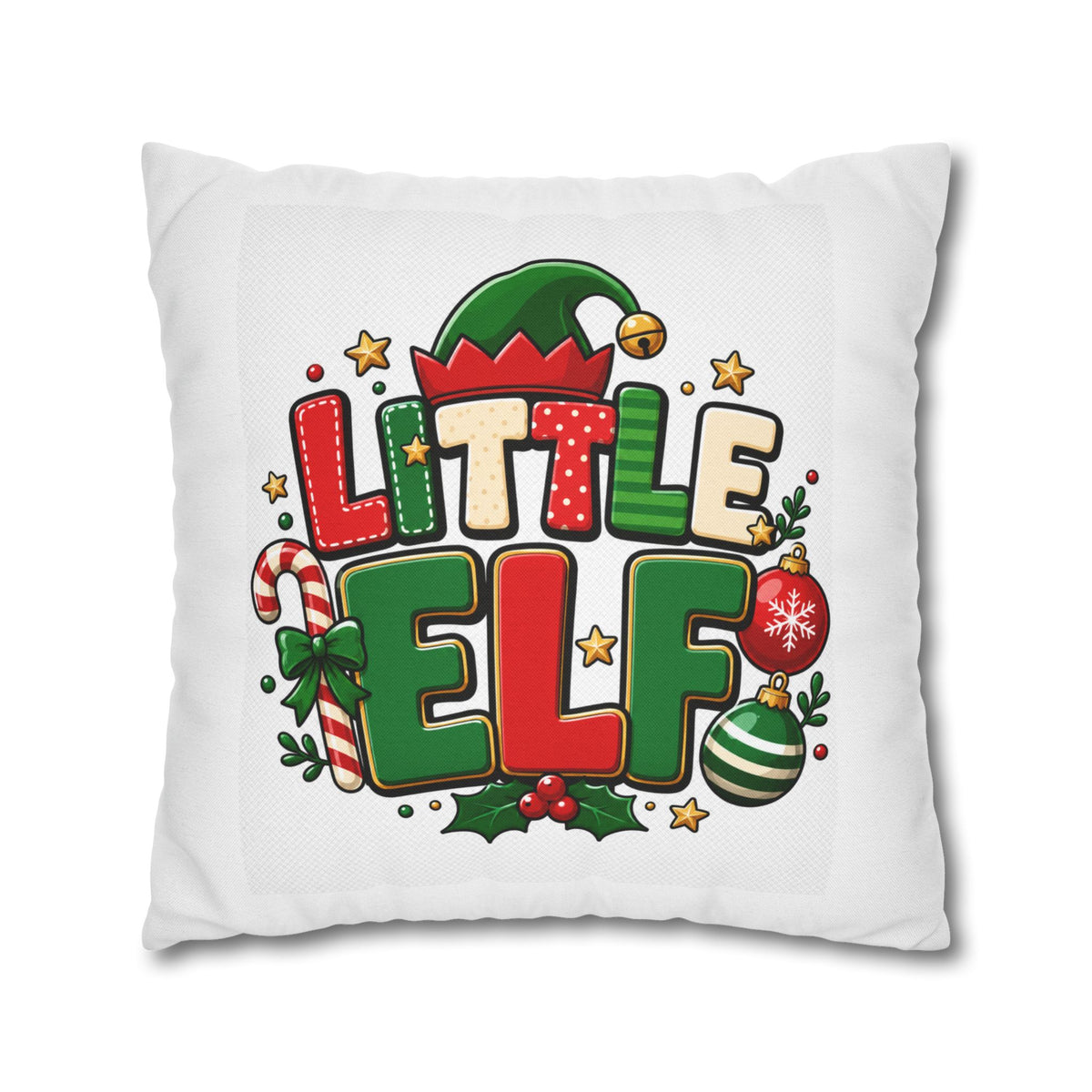 Little Elf Christmas Pillowcase — Cute Holiday Kids Decorative Pillow Cover