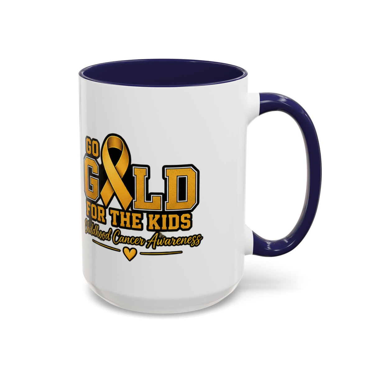 Gold For The Kids Coffee Mug — Childhood Cancer Awareness Accent Mug (11/15oz)