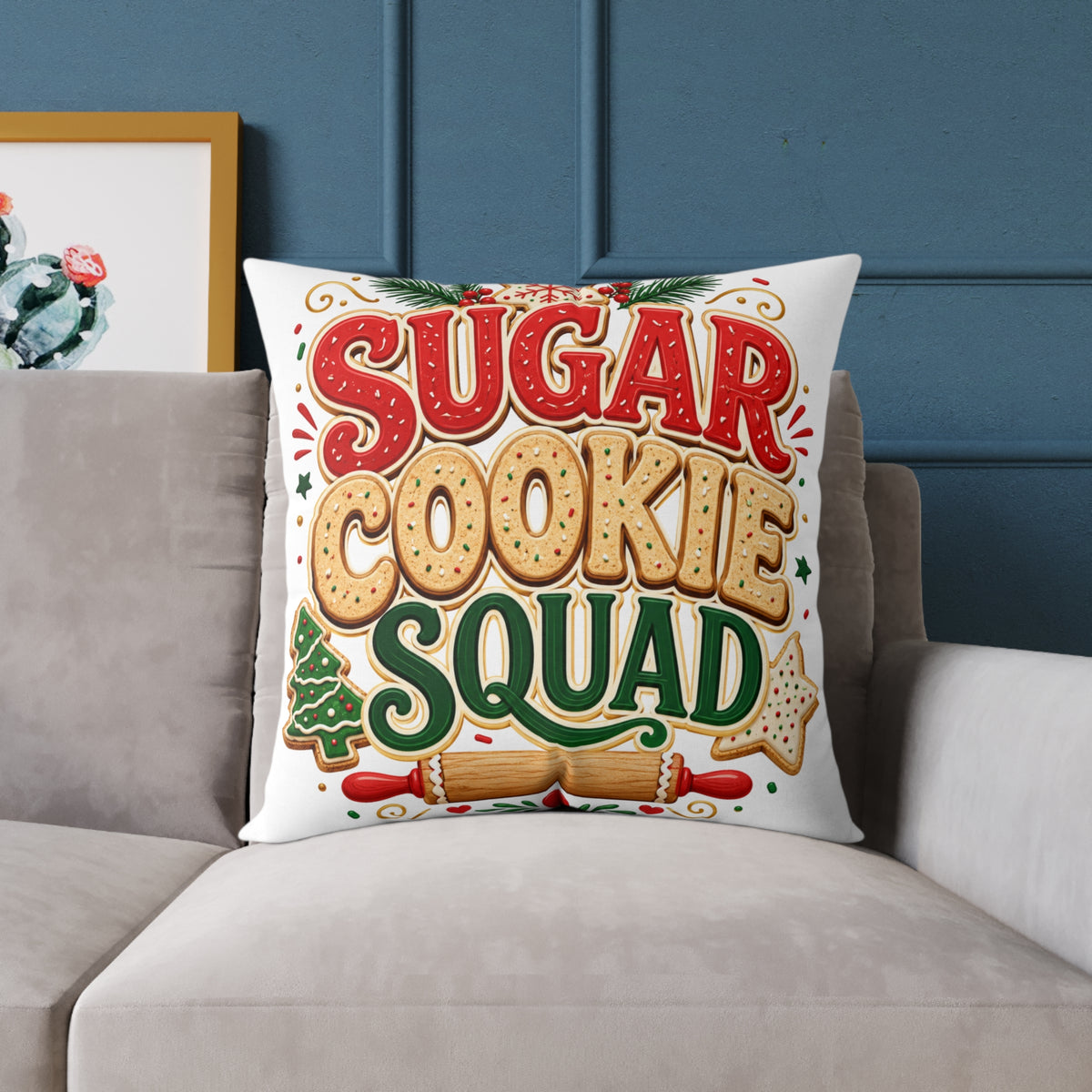 Christmas Sugar Cookie Squad Pillow – Christmas Holiday Decorative Throw Pillow