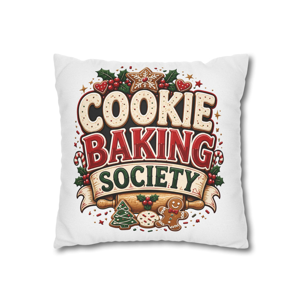 Christmas Cookie Baking Squad Pillowcase — Holiday Decorative Throw Pillow Cover