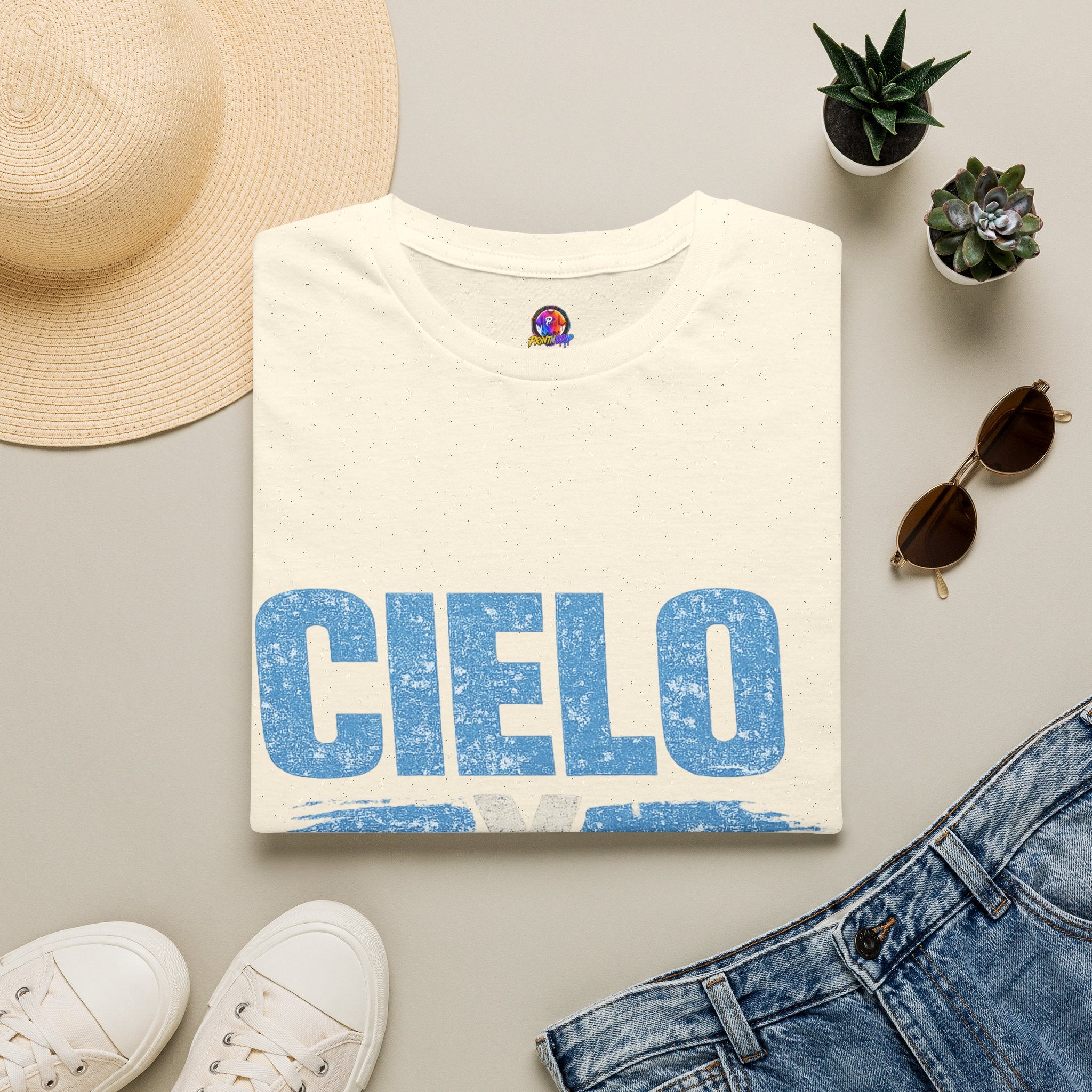 Argentina Cielo Fútbol T-Shirt — Vintage Sky Blue Soccer Tee