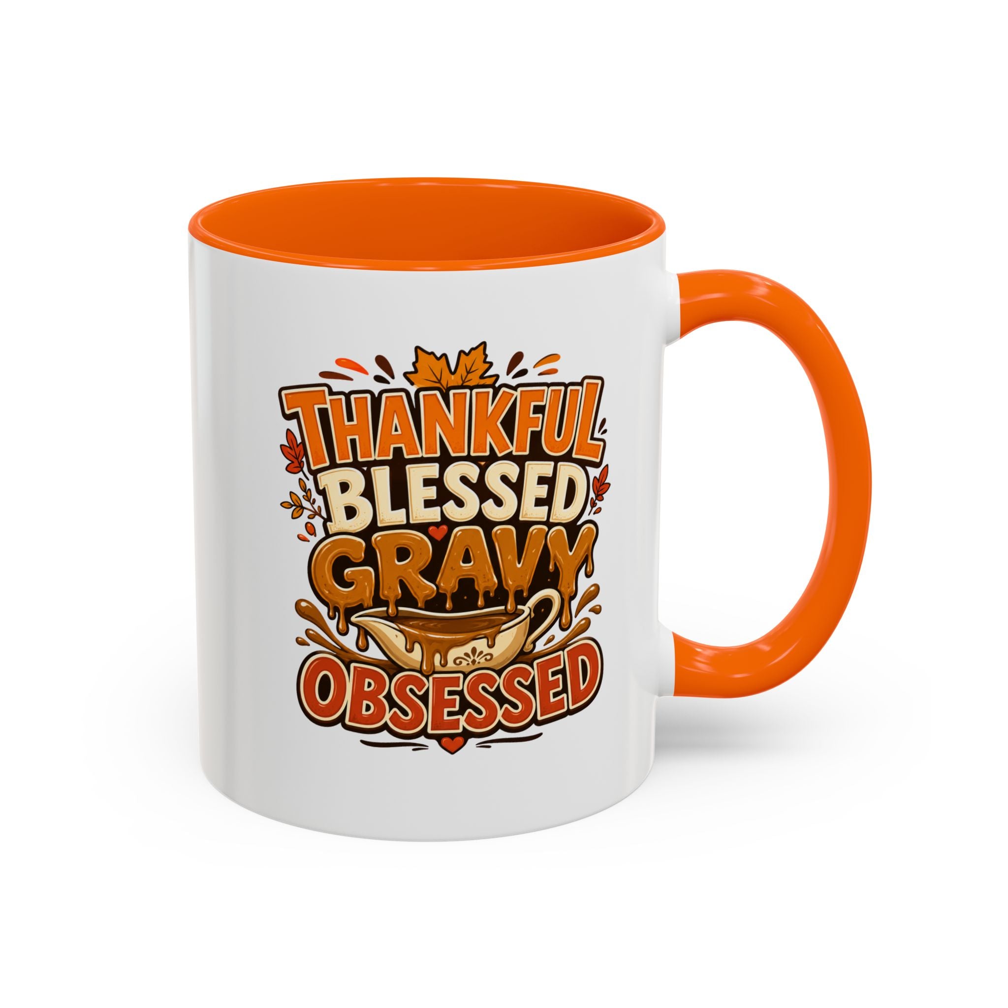 Thanksgiving Mug Coffee Mug — "Thankful Blessed Gravy Obsessed" Thanksgiving Accent Mug