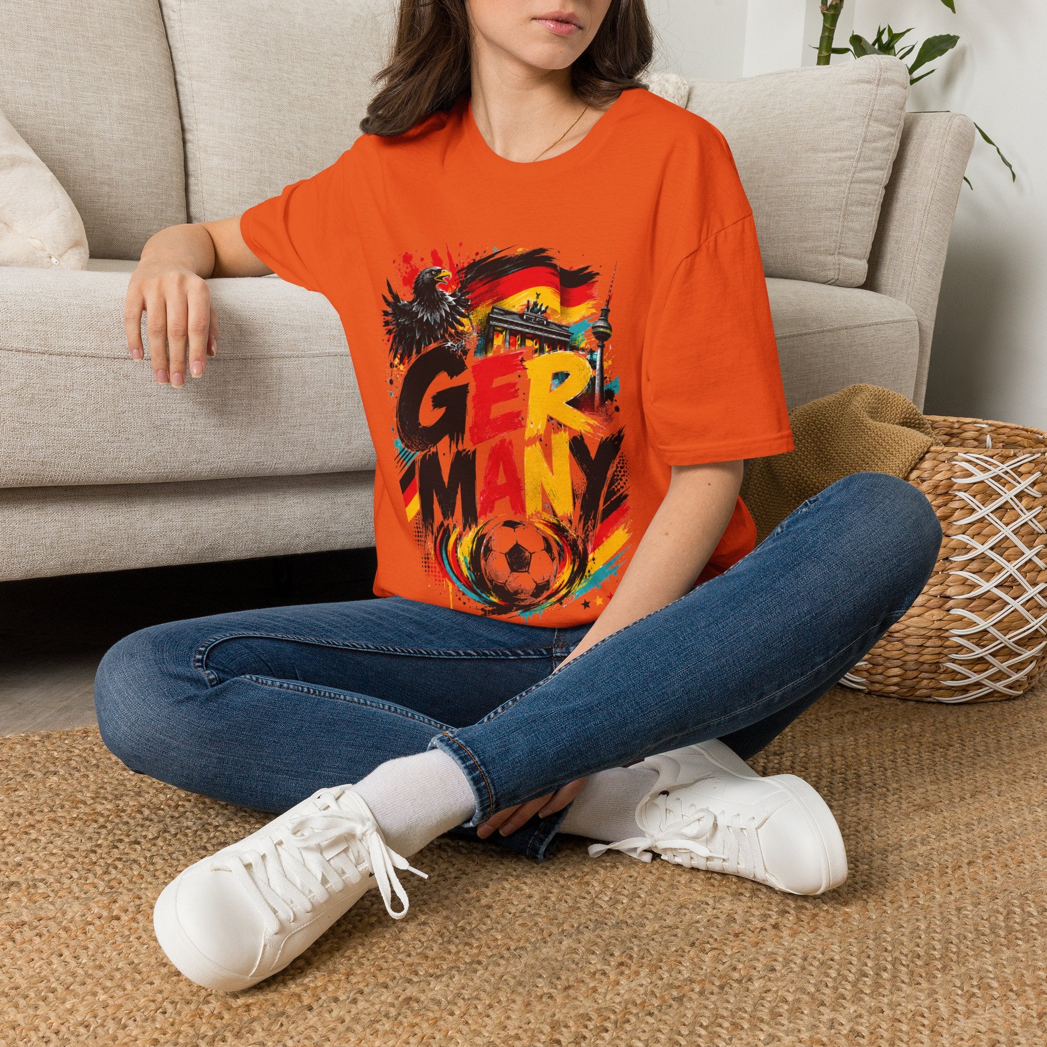 Germany Soccer Graphic T‑Shirt — Flag, Eagle & Brandenburger Tor Design