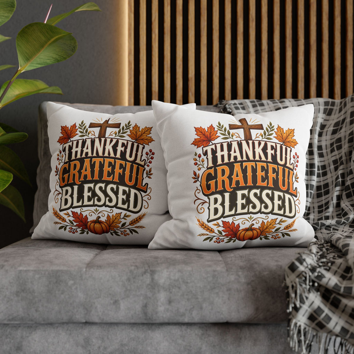 Thanksgiving Thankful Grateful Blessed Fall Pillowcase