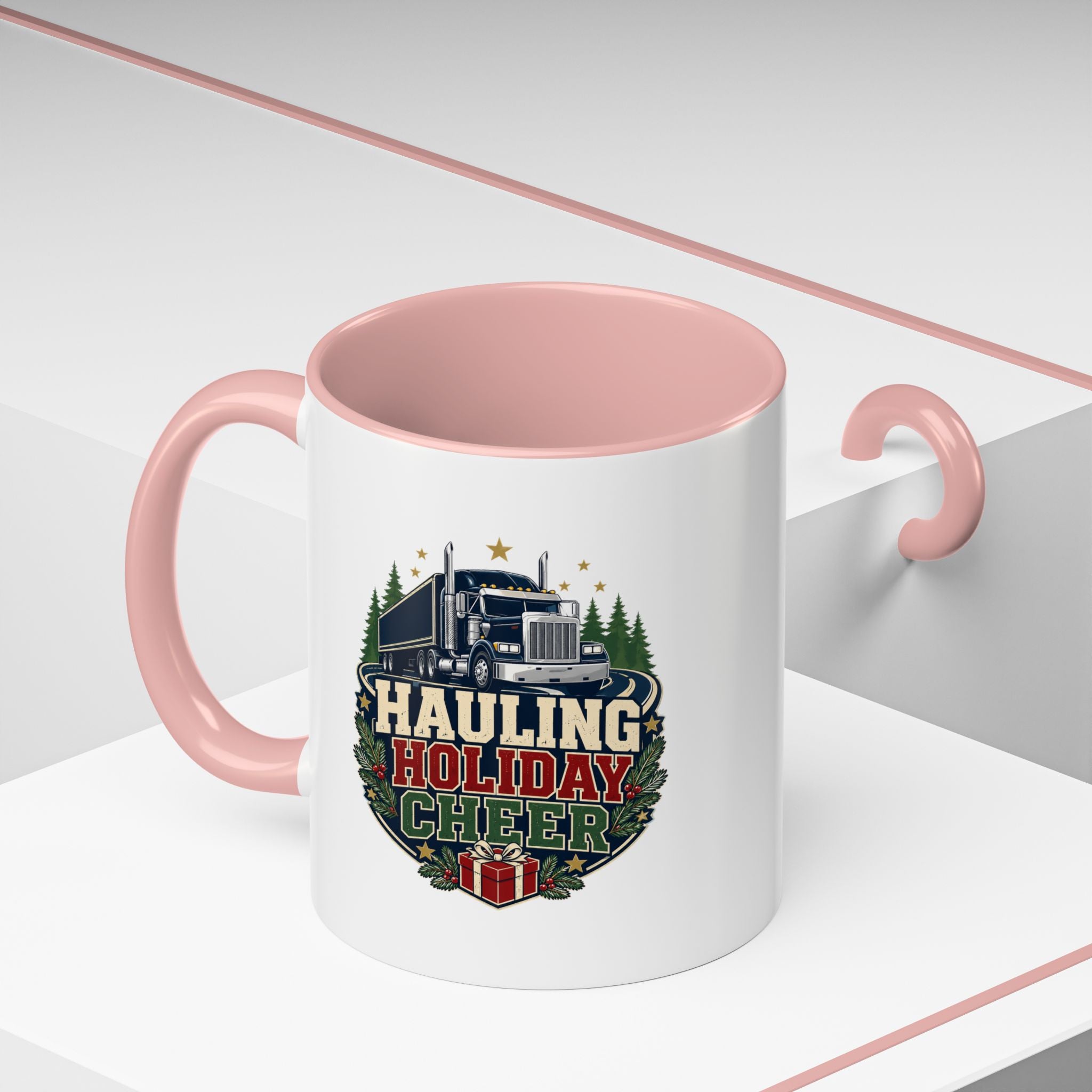 Modern Day Christmas Hauling Holiday Cheer Coffee Mug