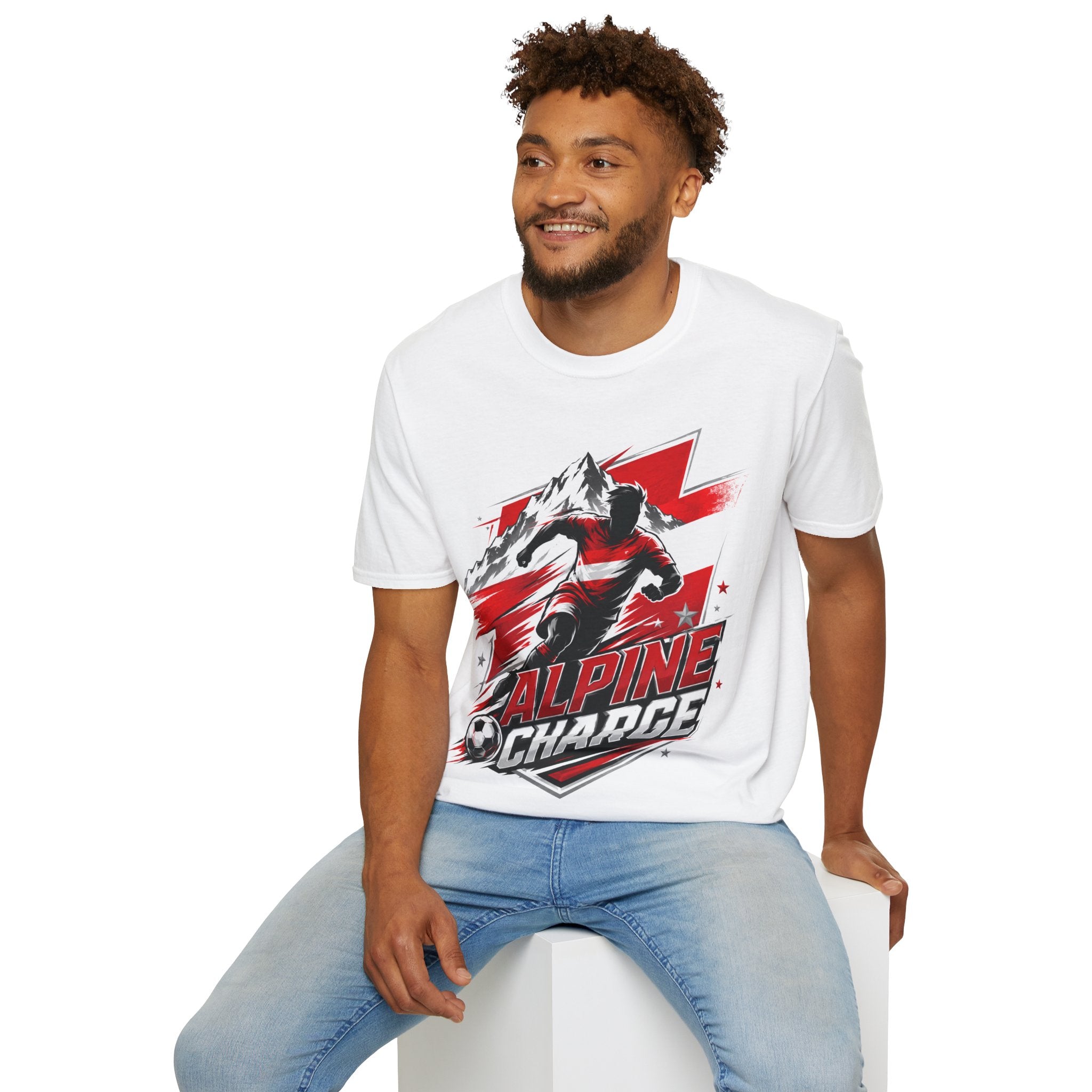 Austria  Alpine Charge Soccer T-Shirt — Mountain Football Graphic Tee -