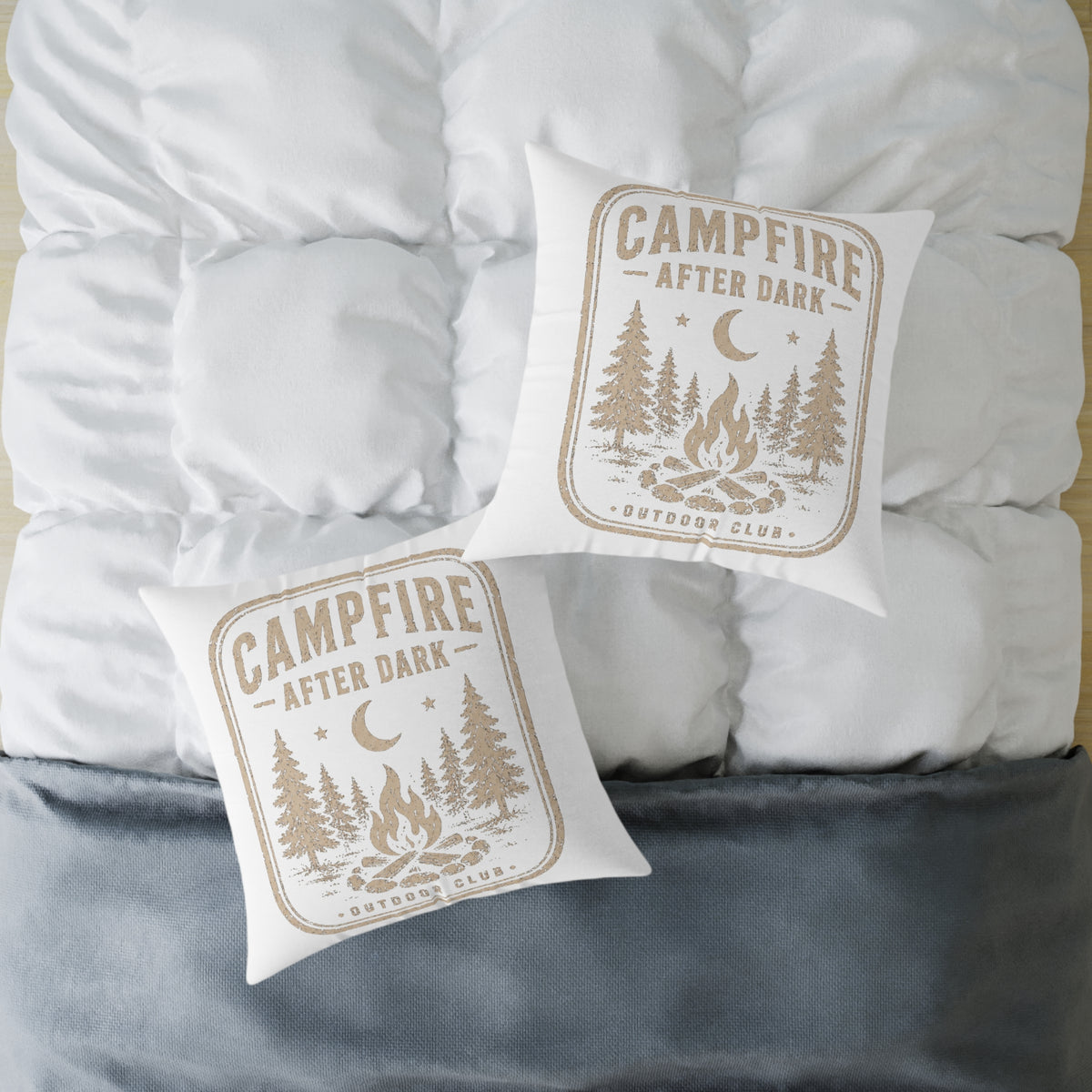 Campfire After Dark Pillow Milo Bailey Dog Dad Mom— Rustic Outdoor Camping Throw Pillow