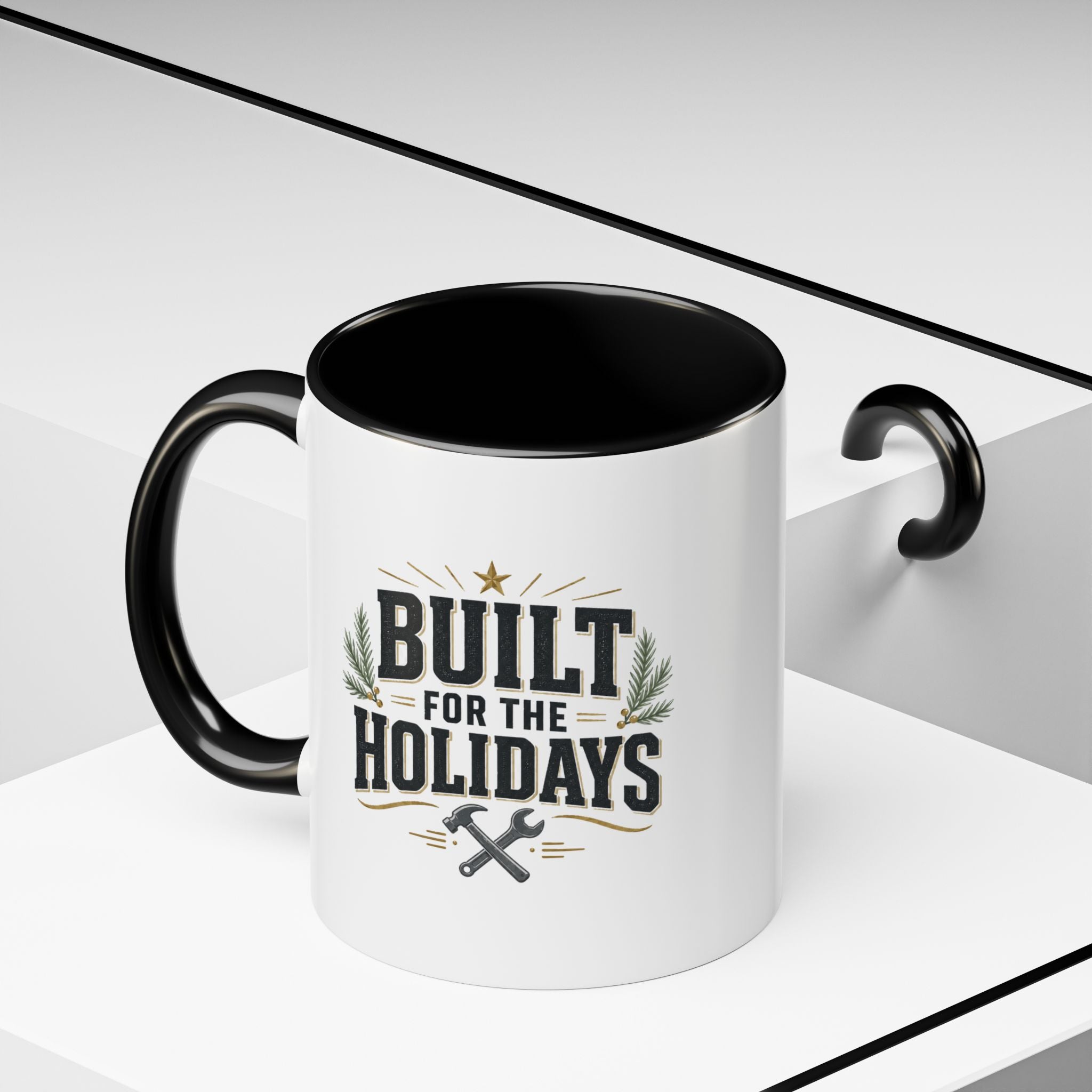 Christmas Built for the Holidays Accent Coffee Mug – Holiday Workshop Coffee Cup