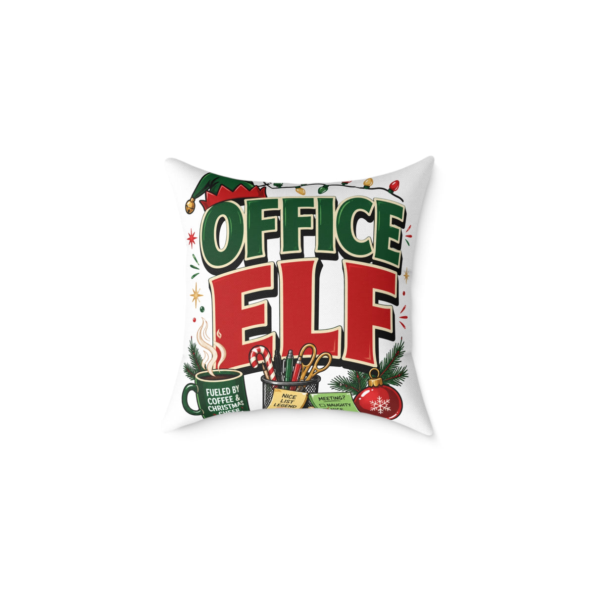 Office Elf Christmas Pillow