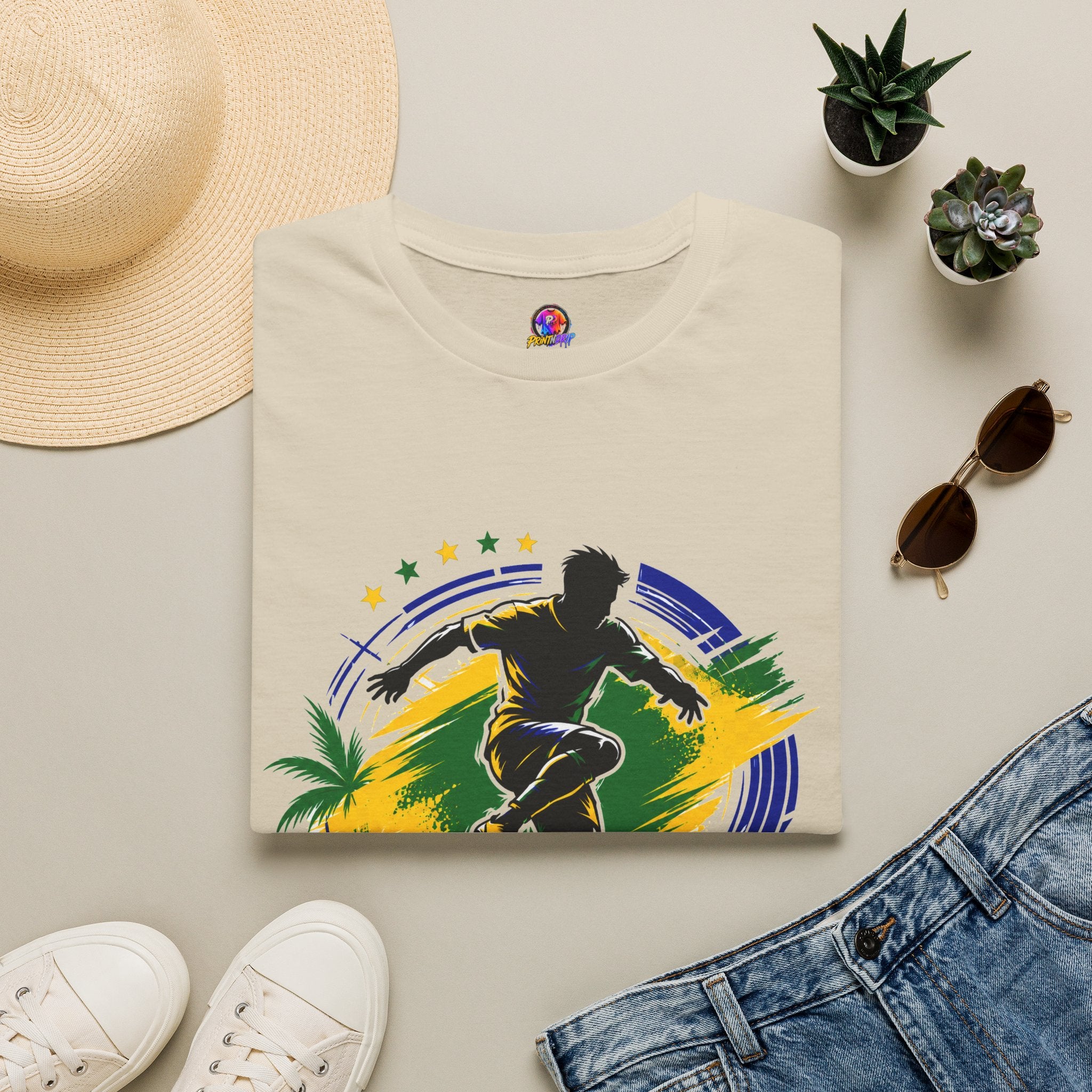 Brazil  Samba Strike Soccer T-Shirt — Brazilian Football Player Graphic Tee