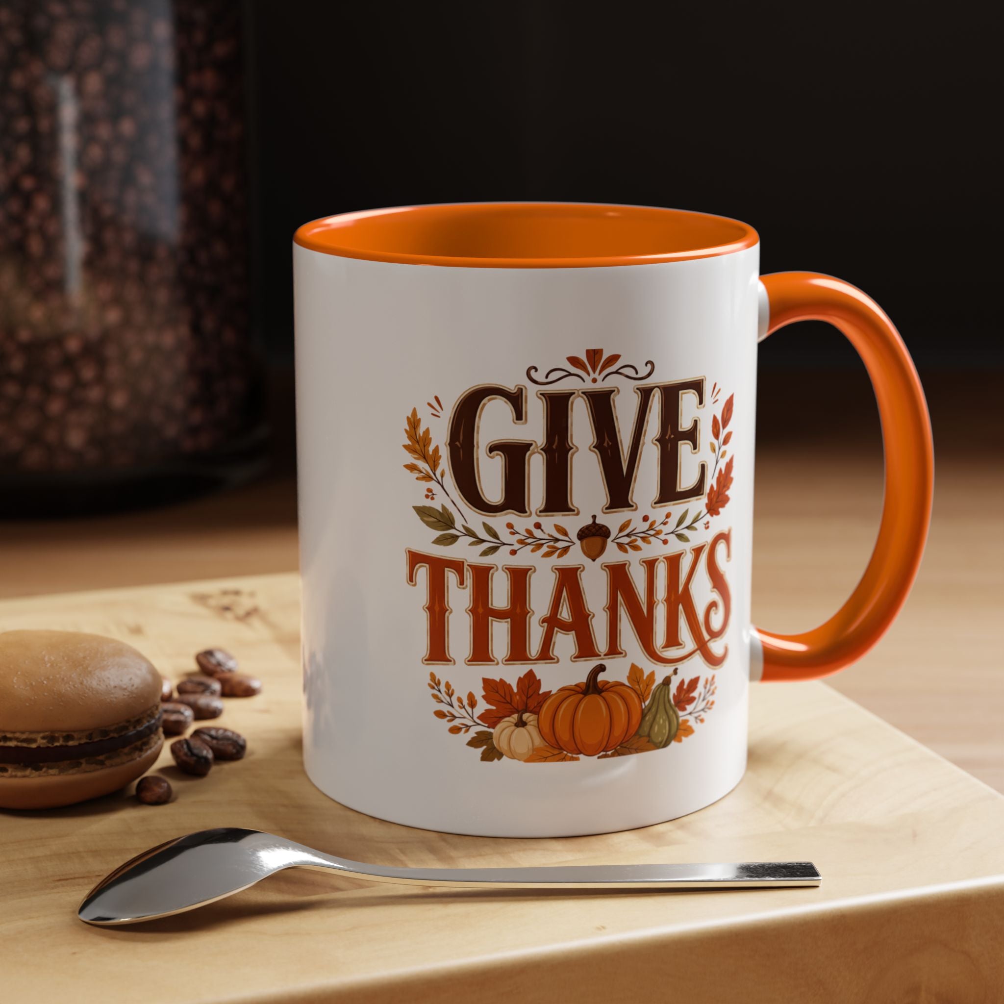 Thanksgiving Mug Give Thanks Coffee Mug — Thanksgiving Fall Accent Mug