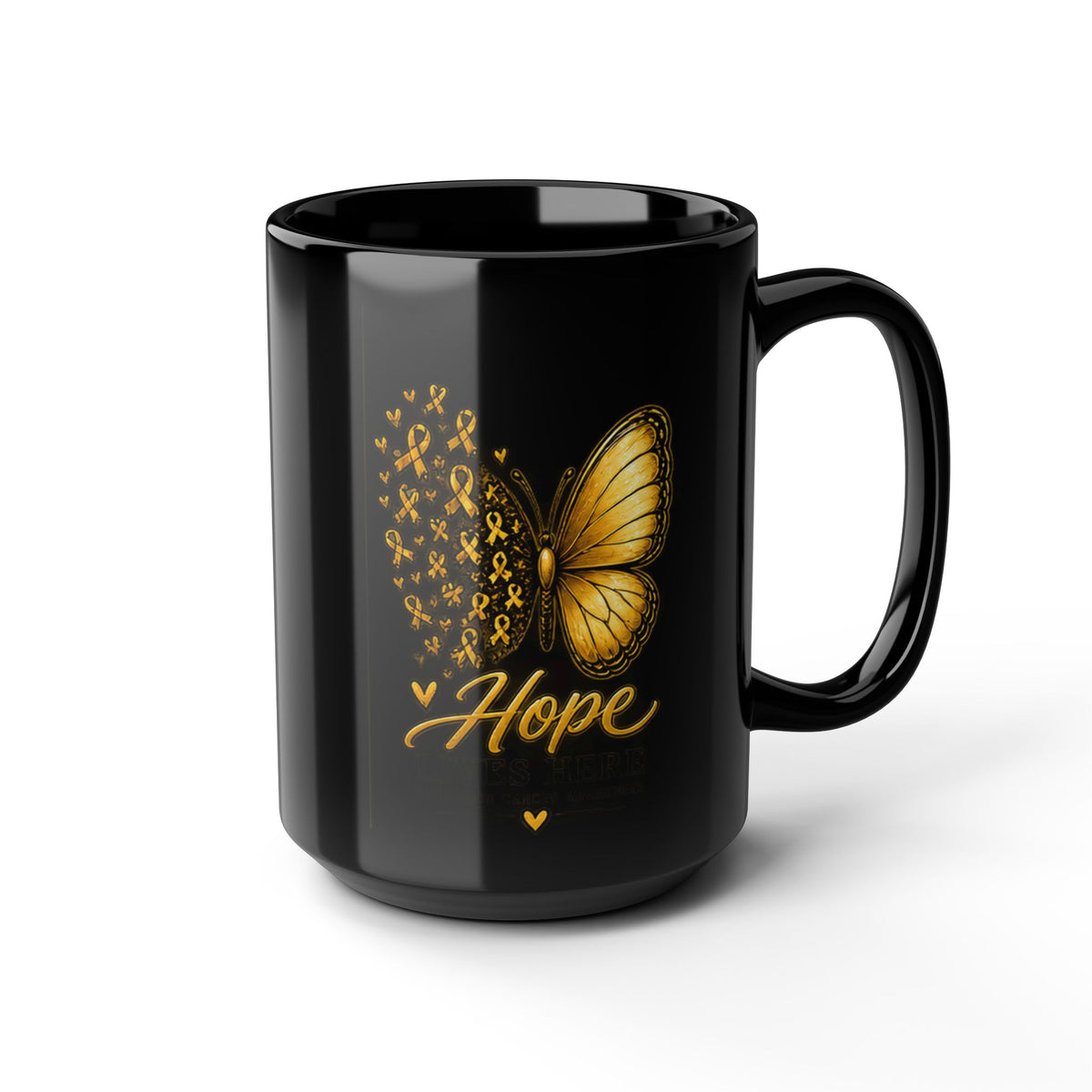 Childhood Cancer Awareness Hope Butterfly Black Mug