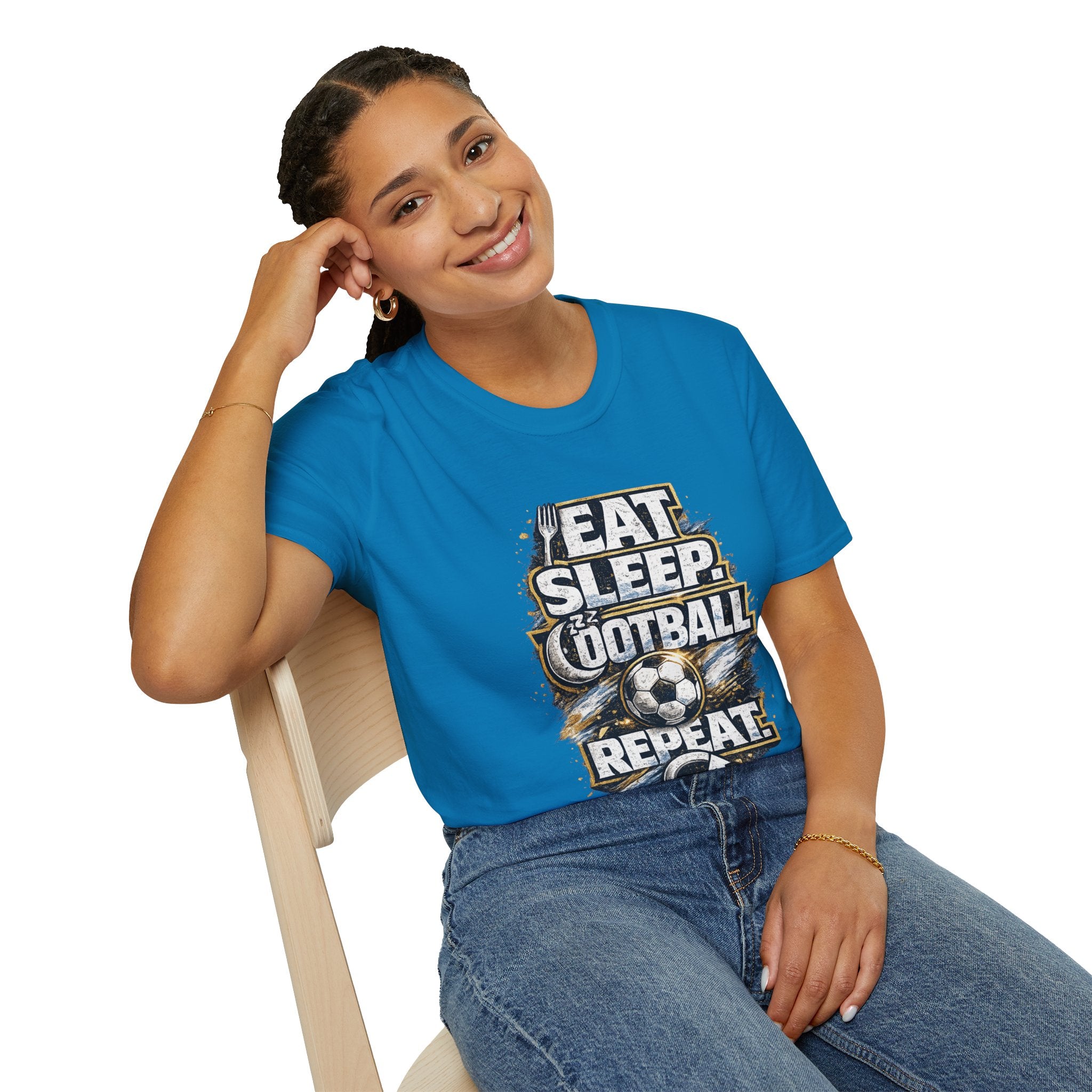 Football 'Eat Sleep Football Repeat' T-Shirt — Vintage Soccer Fan Tee