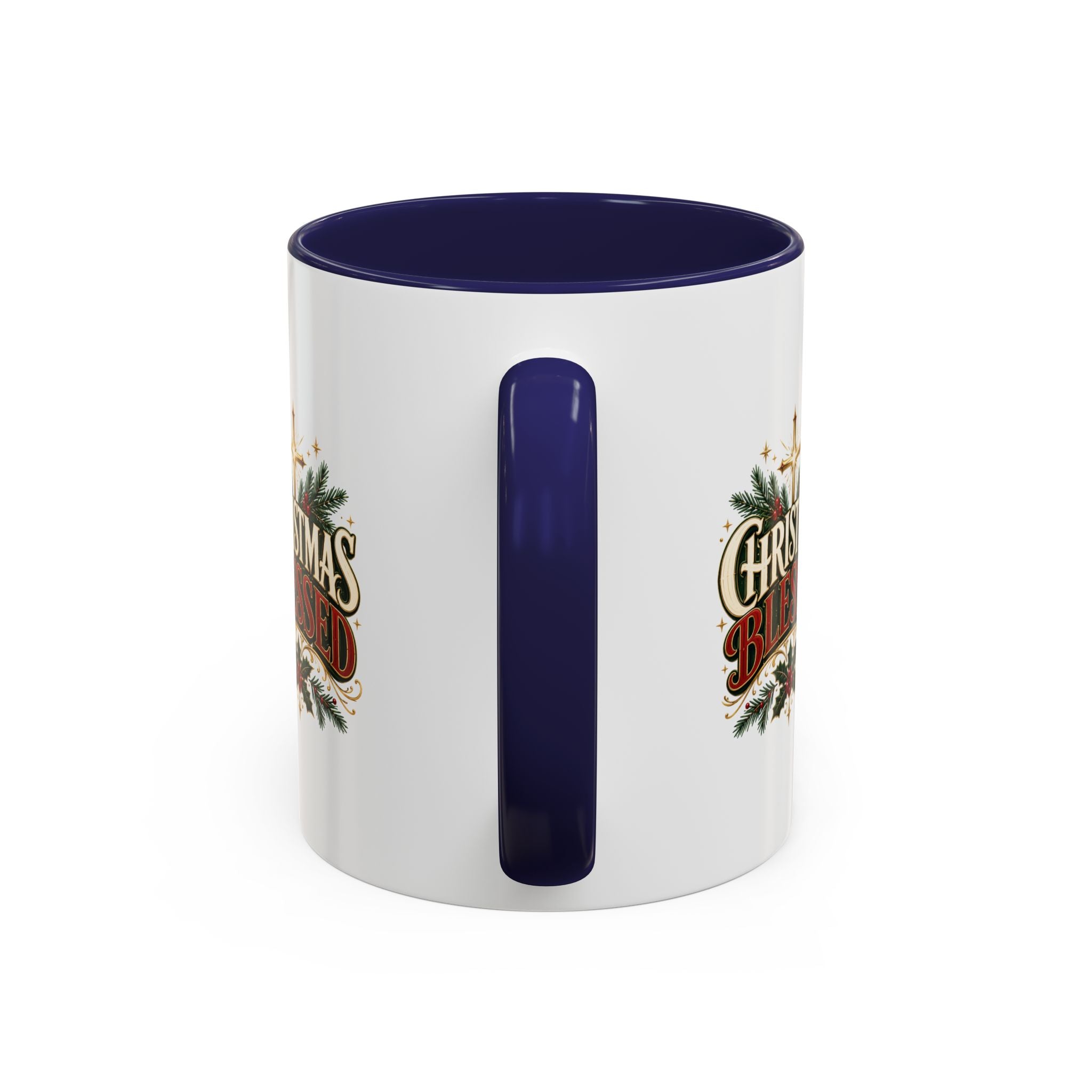 Christmas Blessed Accent Coffee Mug – Holiday Pine & Holly