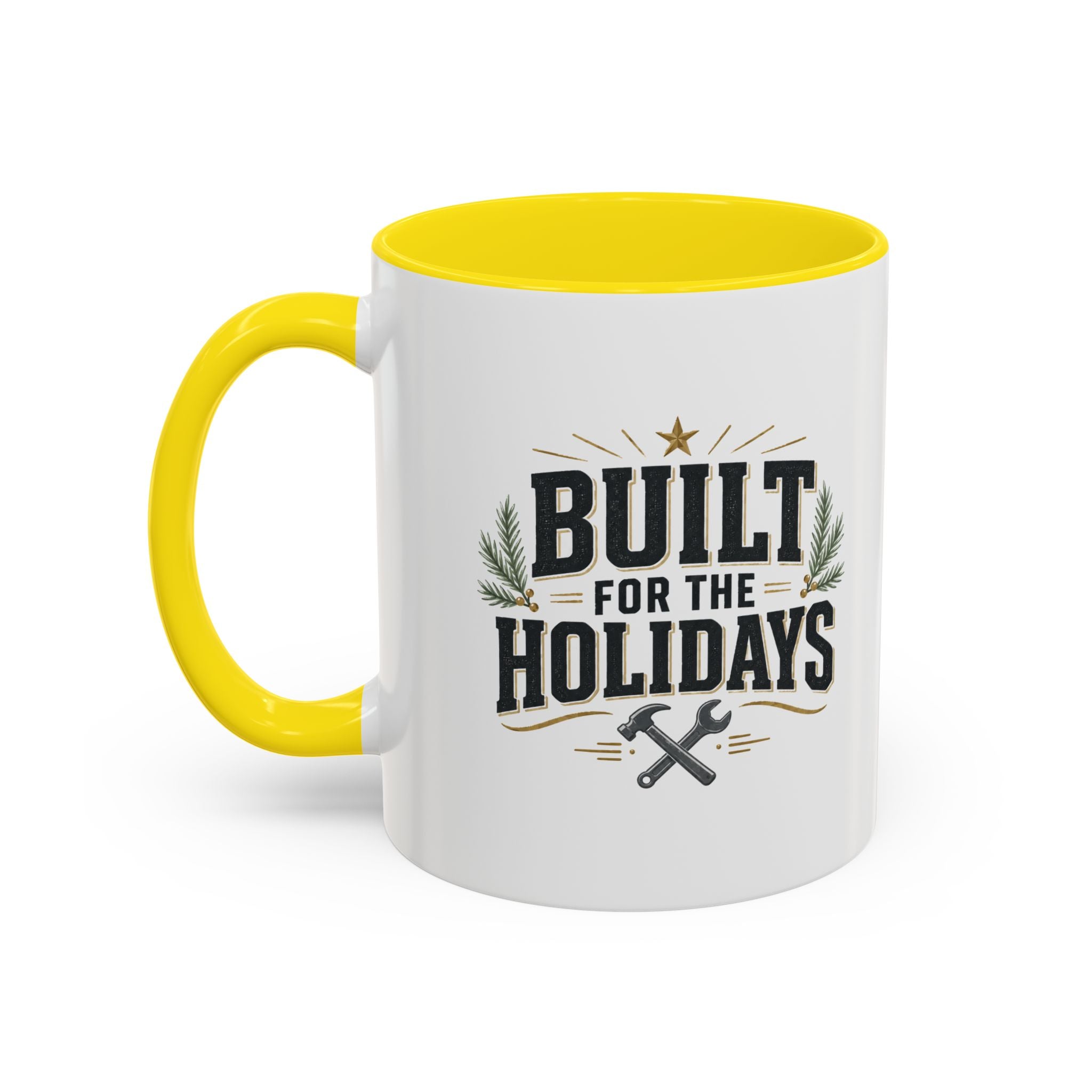 Christmas Built for the Holidays Accent Coffee Mug – Holiday Workshop Coffee Cup
