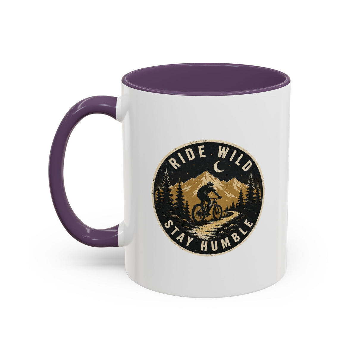Milo Bailey Dog Dad Mom Ride Wild Stay Humble Accent Coffee Mug — Mountain Biking Adventure Travel Gift