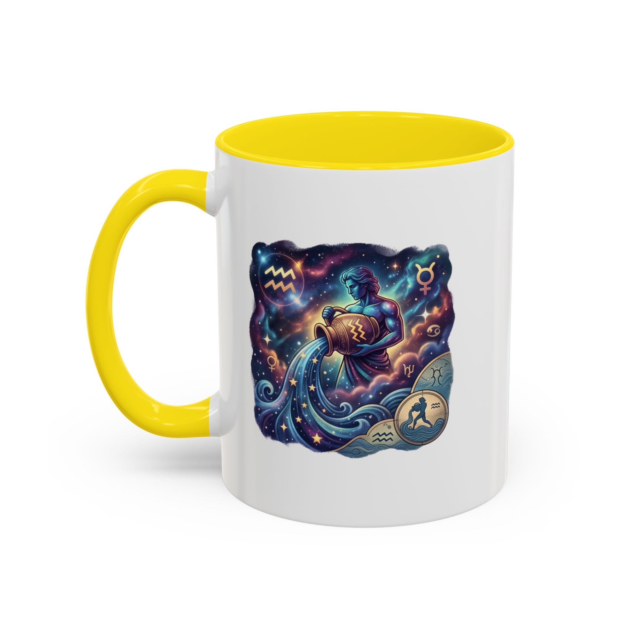 Aquarius Zodiac Coffee Mug — Celestial Water Bearer Accent Mug