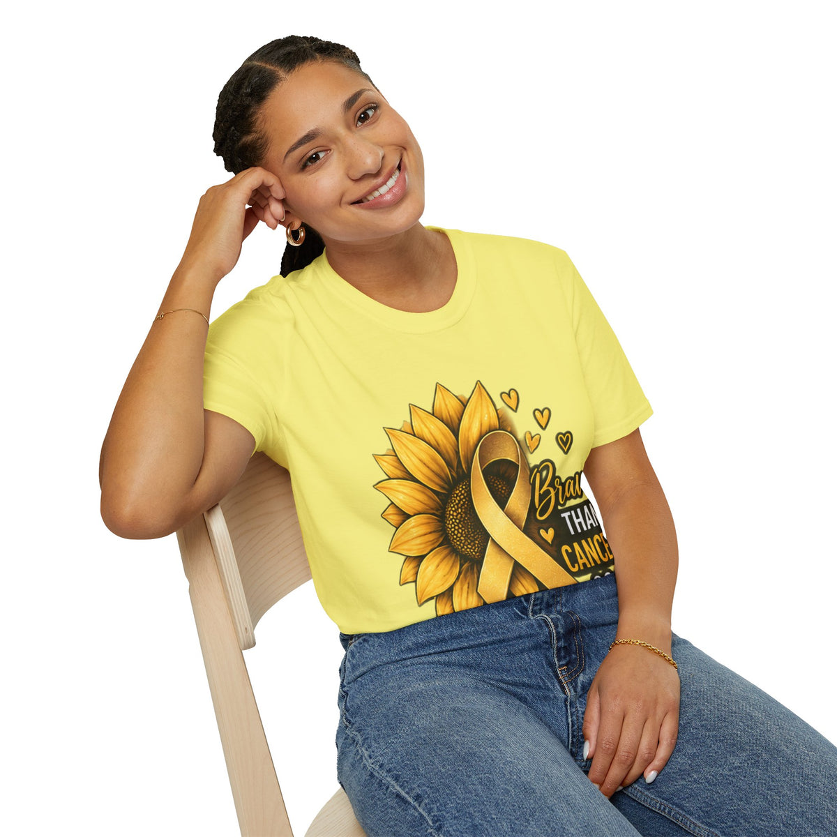 Braver Than Cancer Childhood Cancer Awareness Sunflower T-Shirt