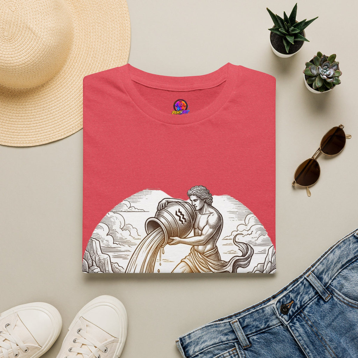 Aquarius Zodiac T-Shirt — Vintage Water Bearer Astrology Tee