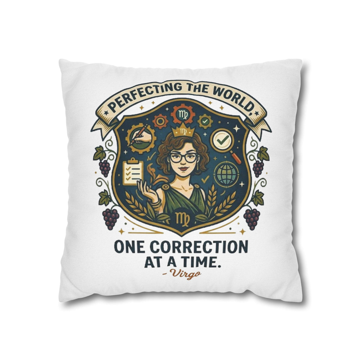 Virgo Pillow Cover pillowcase — "Perfecting the World One Correction at a Time" Decorative Cushion Case