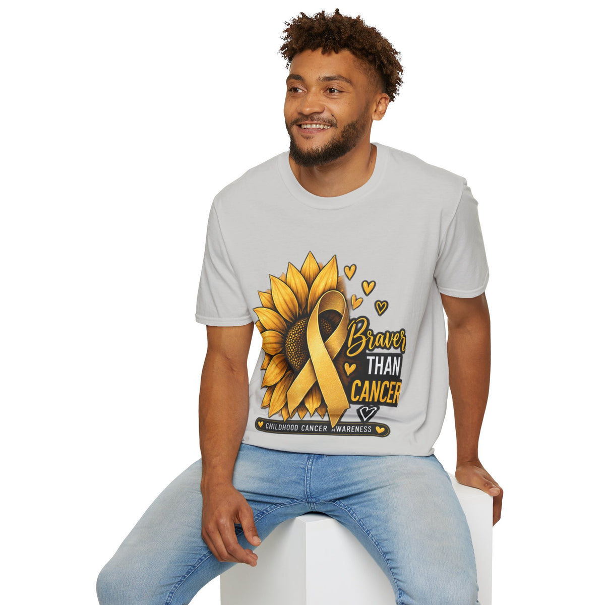 Braver Than Cancer Childhood Cancer Awareness Sunflower T-Shirt