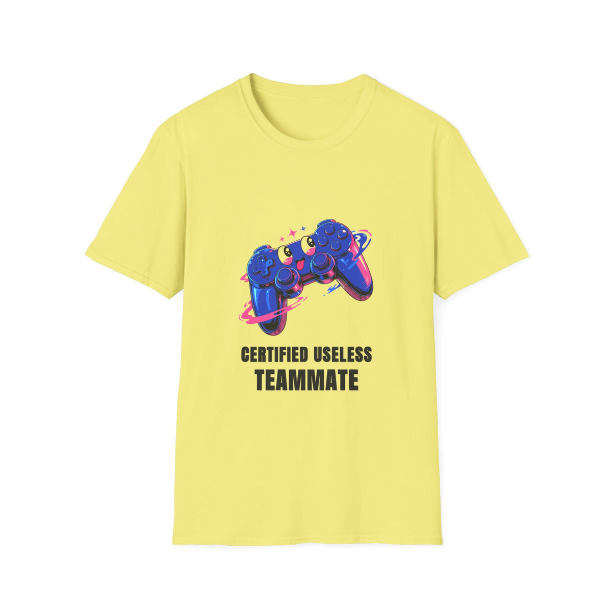Certified Useless Teammate Gamer T-Shirt — Retro Neon Gamepad Tee - Trending Now - August 2026