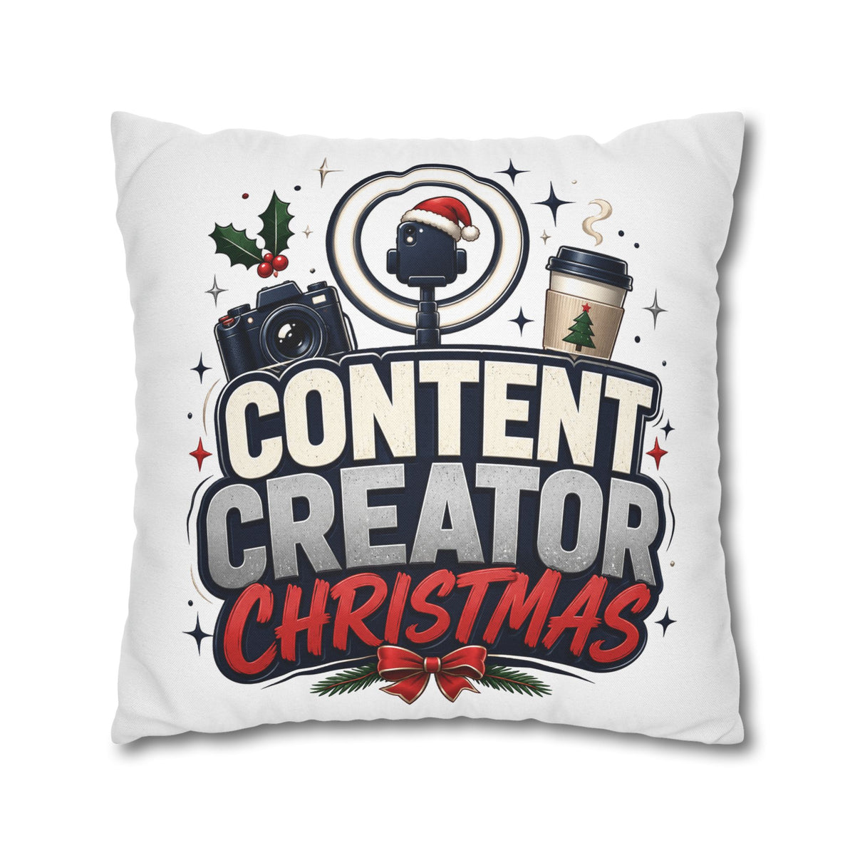 Content Creator Christmas Pillowcase Modern Day Christmas  — Holiday Social Media Creator Gift