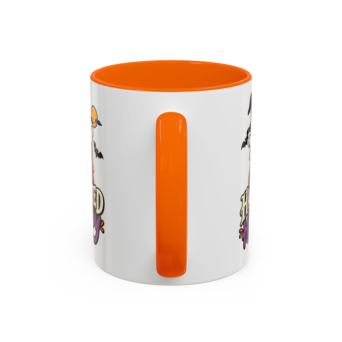 Haunted But Happy Coffee Mug — Halloween Ghost Pumpkin Accent Mug (11/15oz)