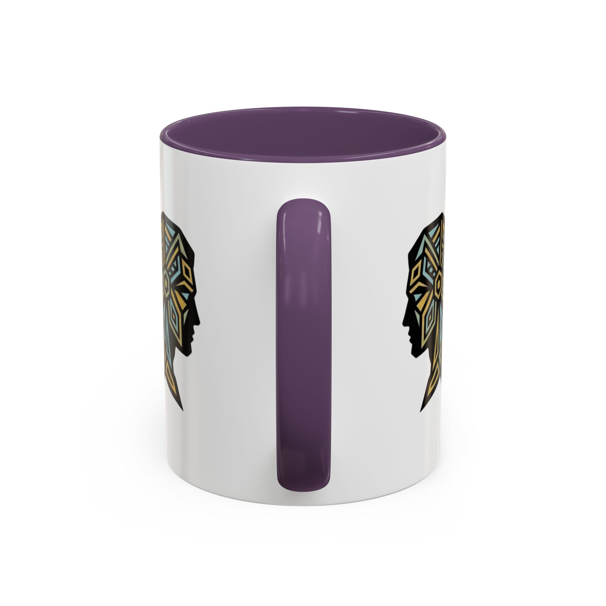 Geometric Elephant Accent Coffee Mug — Tribal Mosaic Design