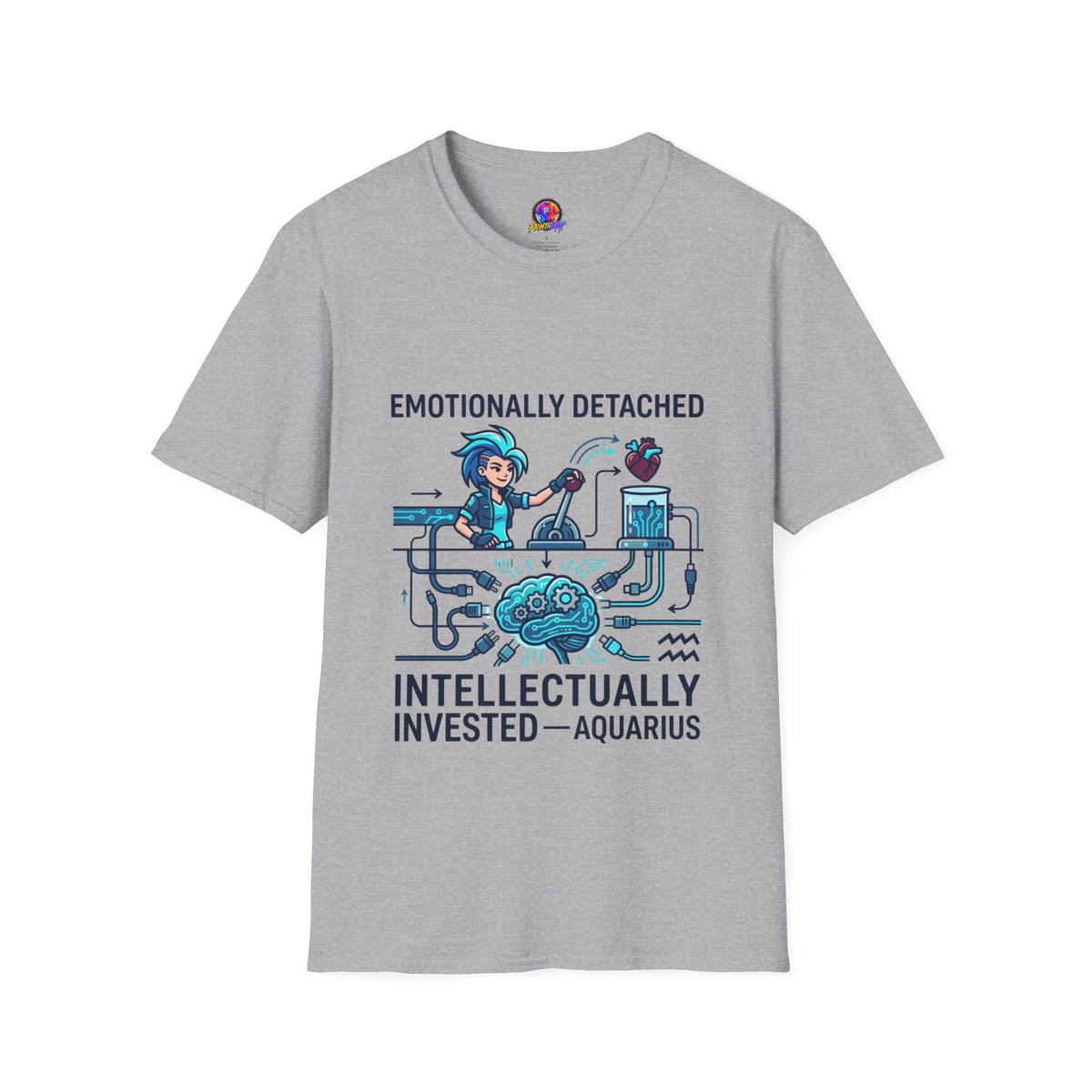Aquarius Zodiac Emotionally Detached, Intellectually Invested T-Shirt — Aquarian Graphic Tee