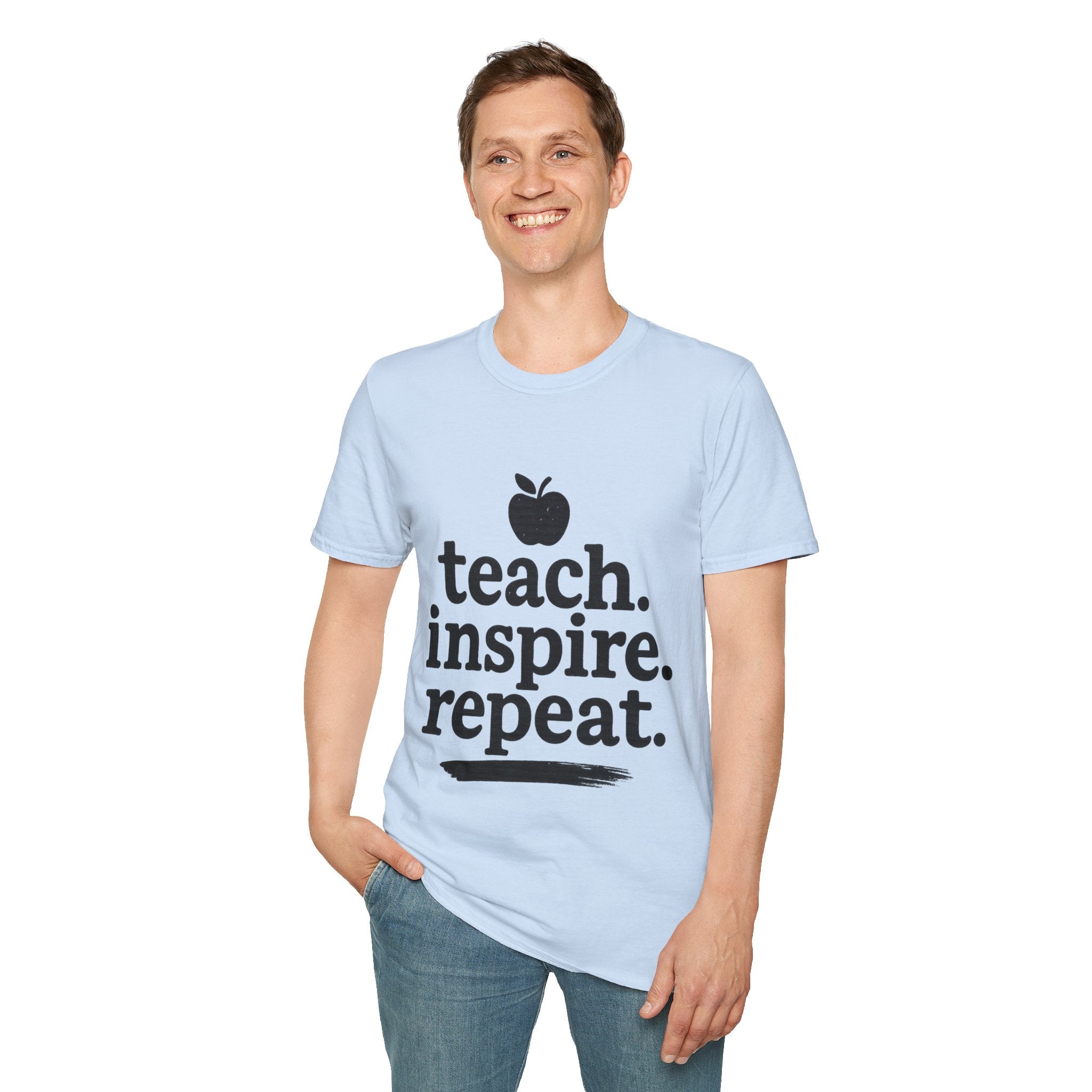 Teach. Inspire. Repeat. T‑Shirt — Teacher Apple Graphic Tee - Trending Now - August 2026 Trends - Everyday T-Shirt