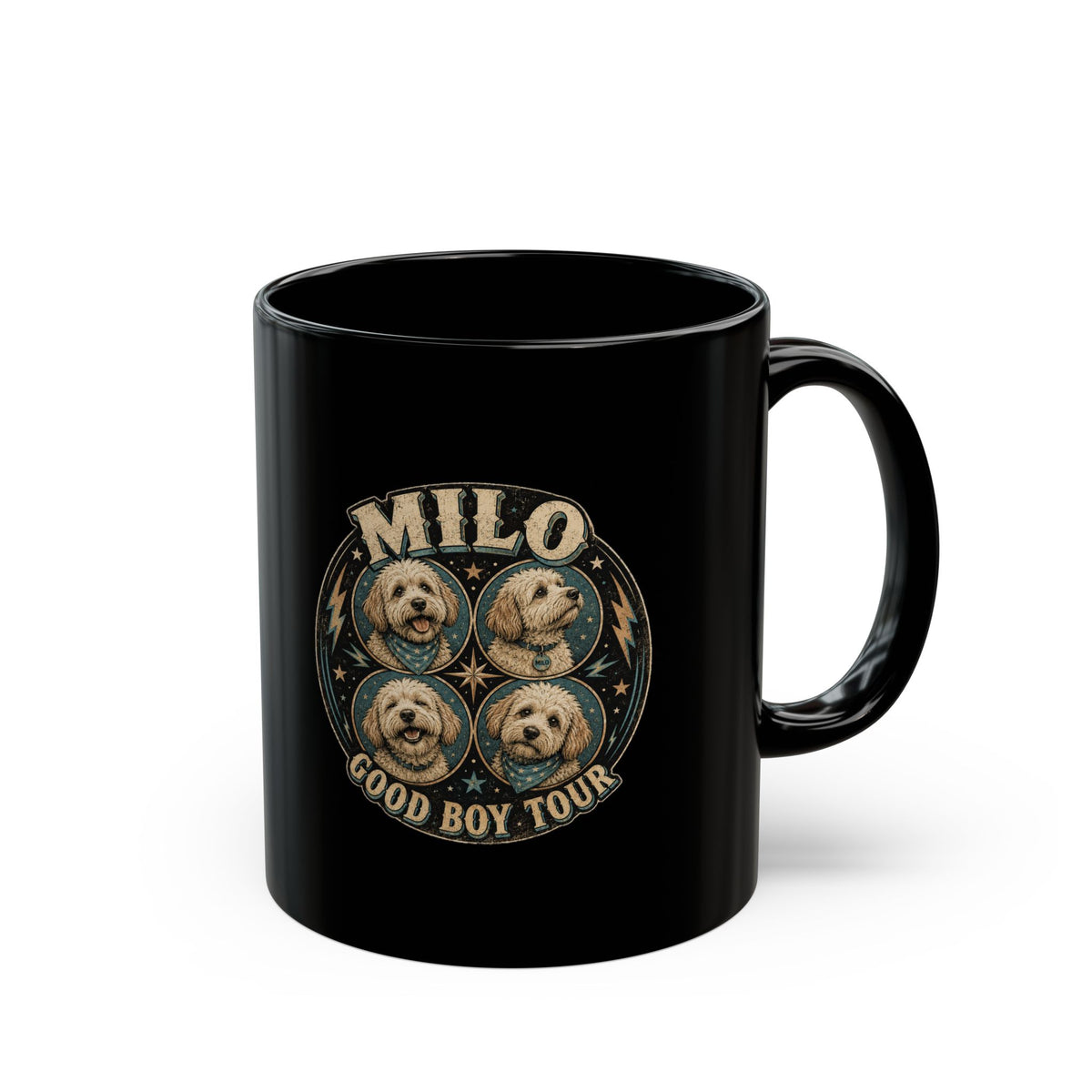 Milo Bailey Dog Dad Mom Milo "Good Boy Tour" Black Coffee Mug — Dog Lover Gift