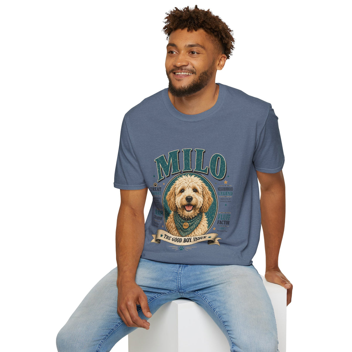 Dog Lover T-Shirt — "MILO" Personalized Pet Portrait Tee