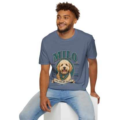 Dog Lover T-Shirt — "MILO" Personalized Pet Portrait Tee
