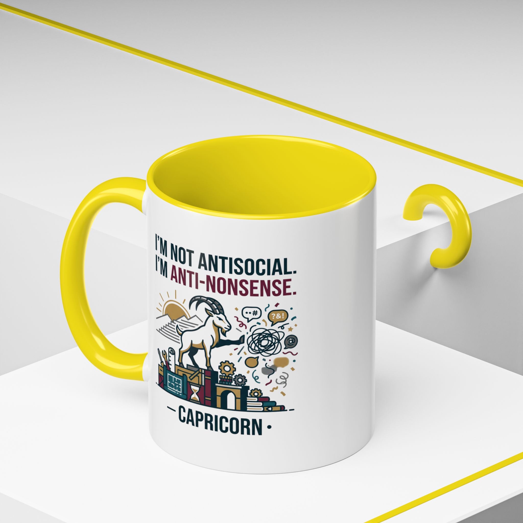 Capricorn Coffee Mug — "I'm Not Antisocial, I'm Anti-Nonsense" Accent Mug