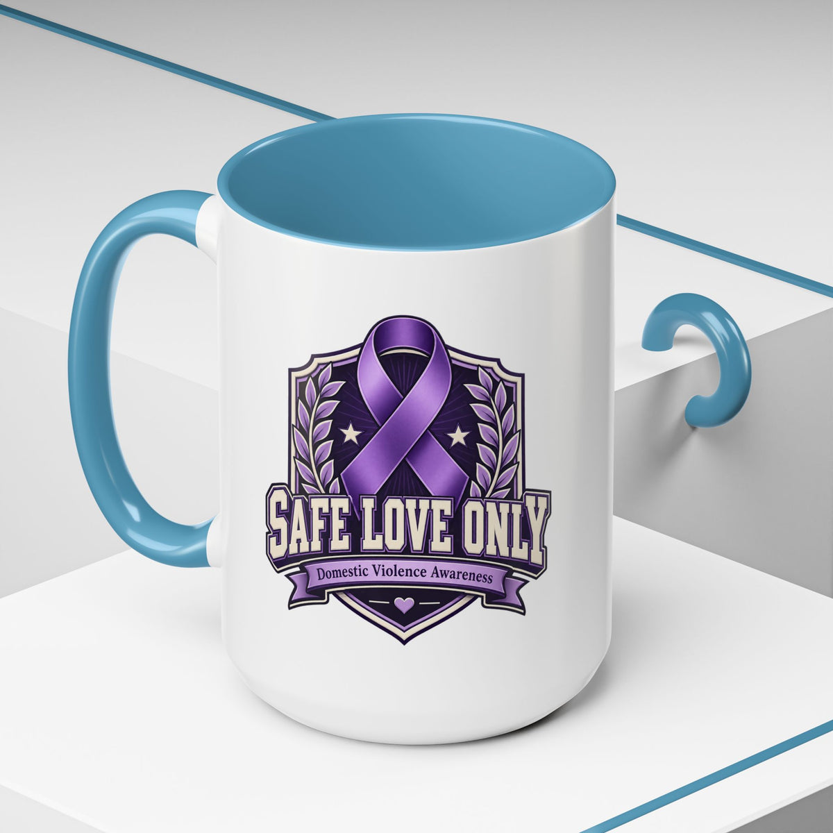 Coffee Mug — "Safe Love Only" Domestic Violence Awareness (Purple Ribbon)