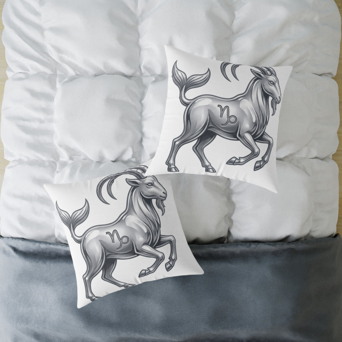 Capricorn Zodiac Pillow — Silver Goat Astrology Throw Pillow