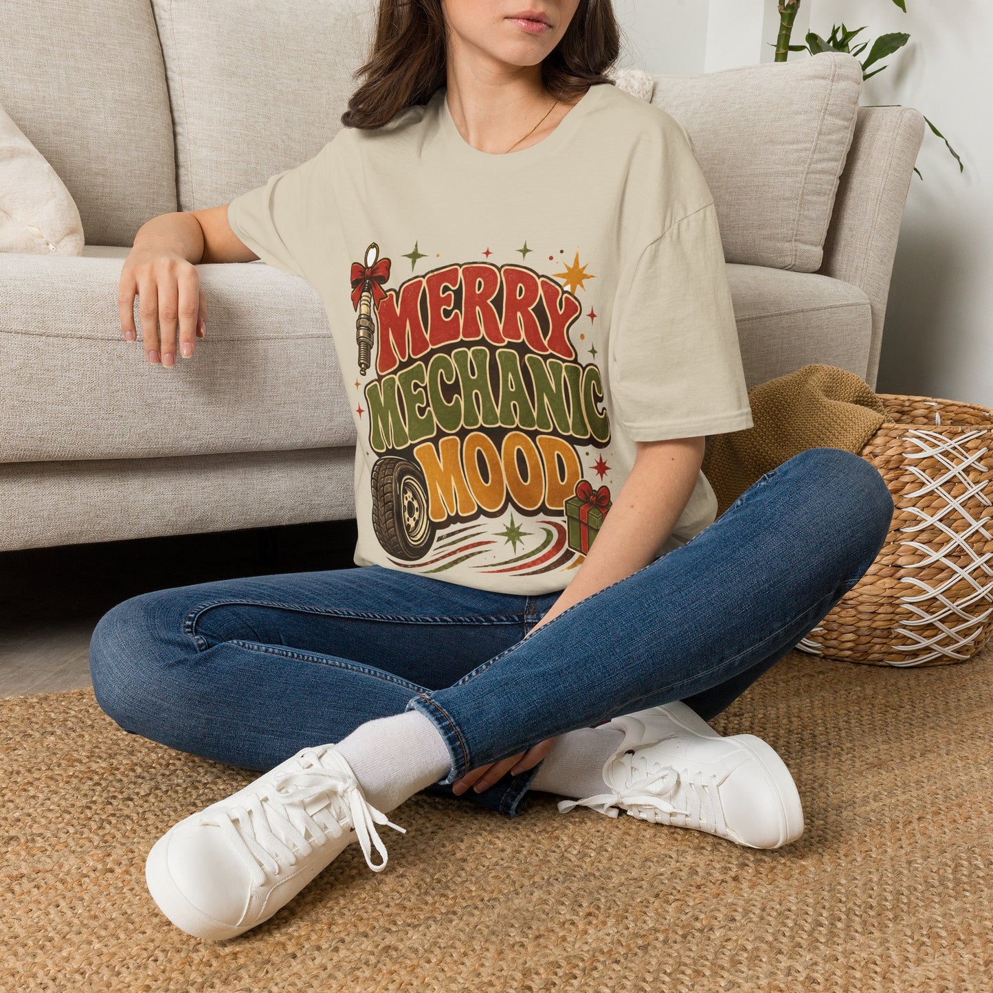 Merry Mechanic Mood T‑Shirt — Retro Holiday Auto Technician Gift