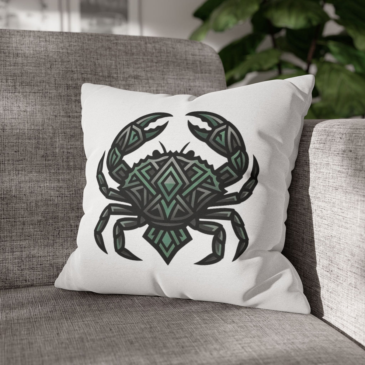 Cancer Zodiac Geometric Crab Throw Pillowcase — Coastal Zodiac Beach Decor