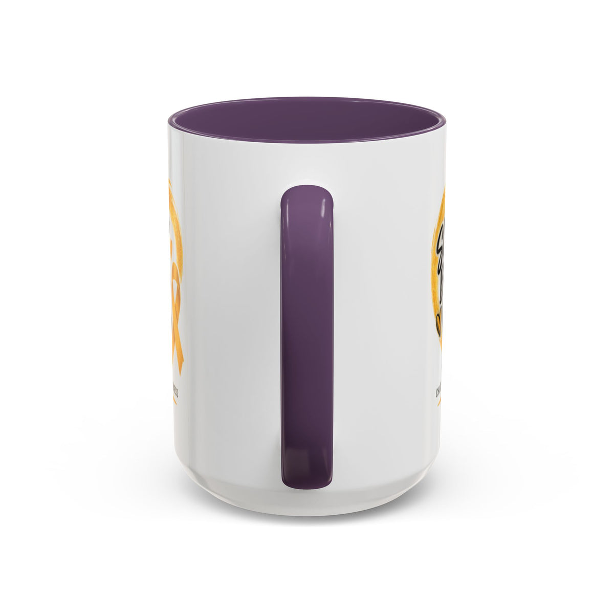 Childhood Cancer Awareness Accent Coffee Mug — "Stronger Brighter Kinder Braver"