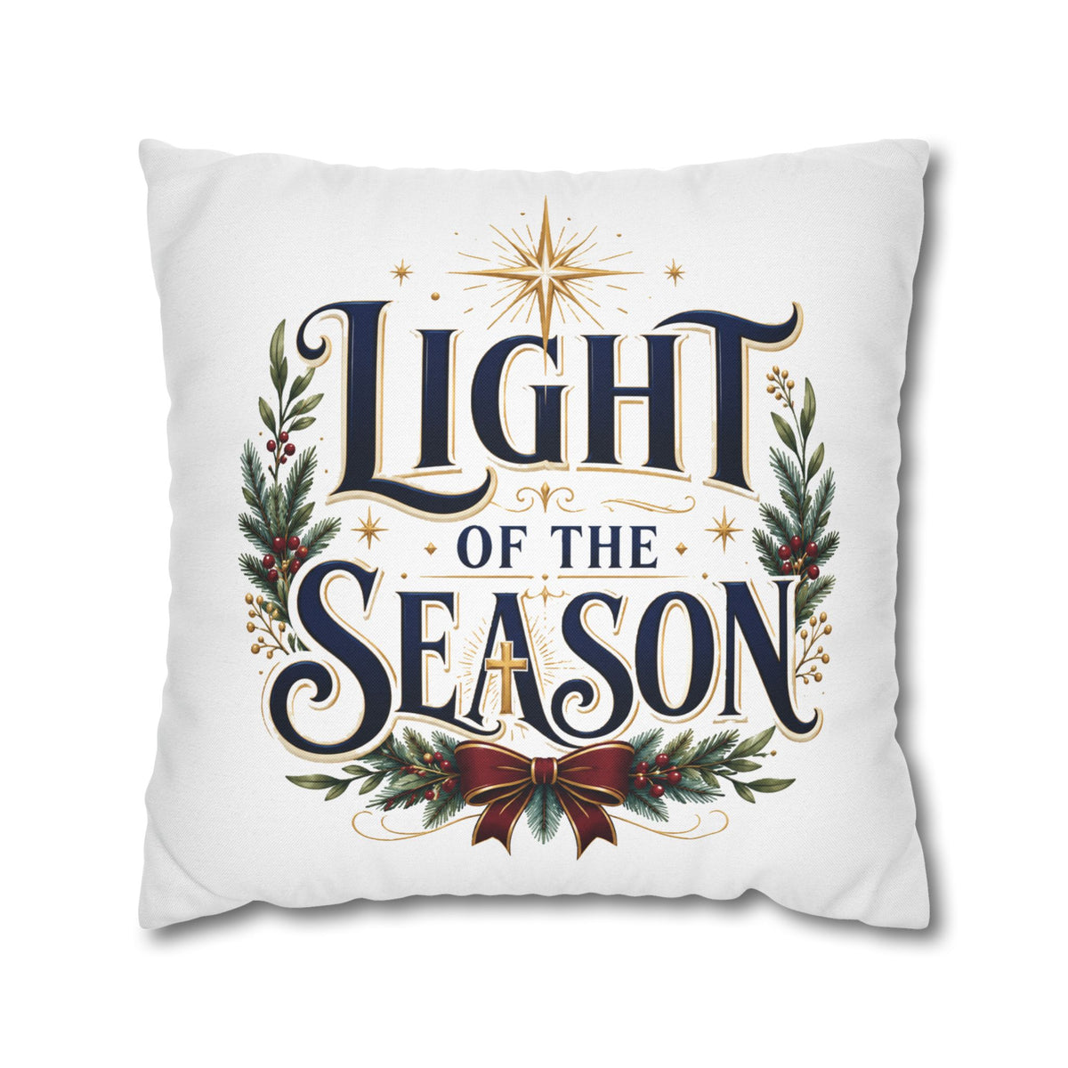 Christmas Holiday Throw Pillowcase— "Light of the Season" Decorative Cushion