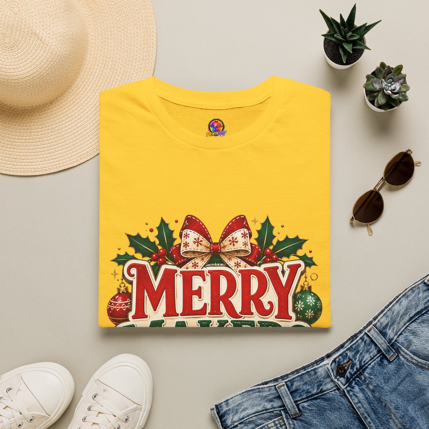 Merry Makers Club T-Shirt — Festive Christmas Holiday Tee with Holly & Bow