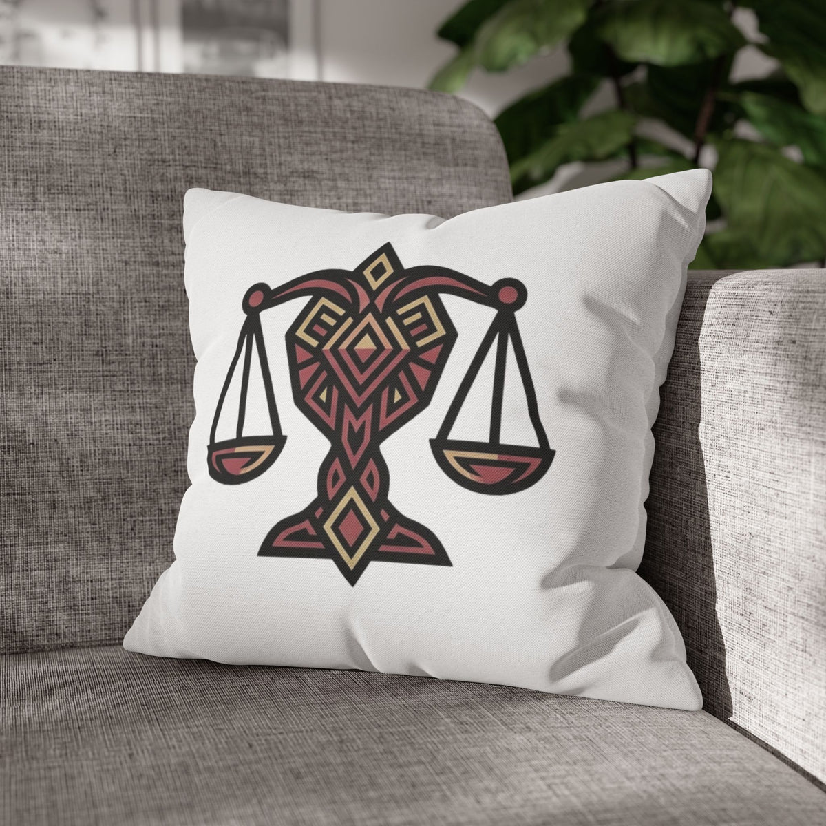 Libra Scales Decorative Pillowcase – Zodiac Balance Throw Pillow Cover