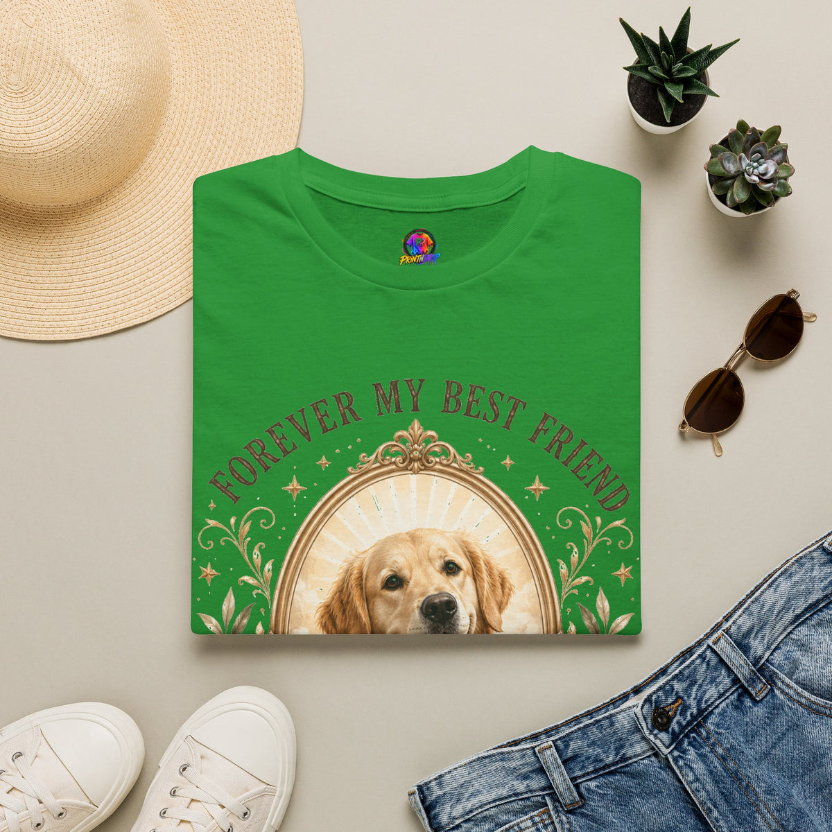 Dog Memorial T-Shirt — "Forever My Best Friend" Personalized Pet Tribute