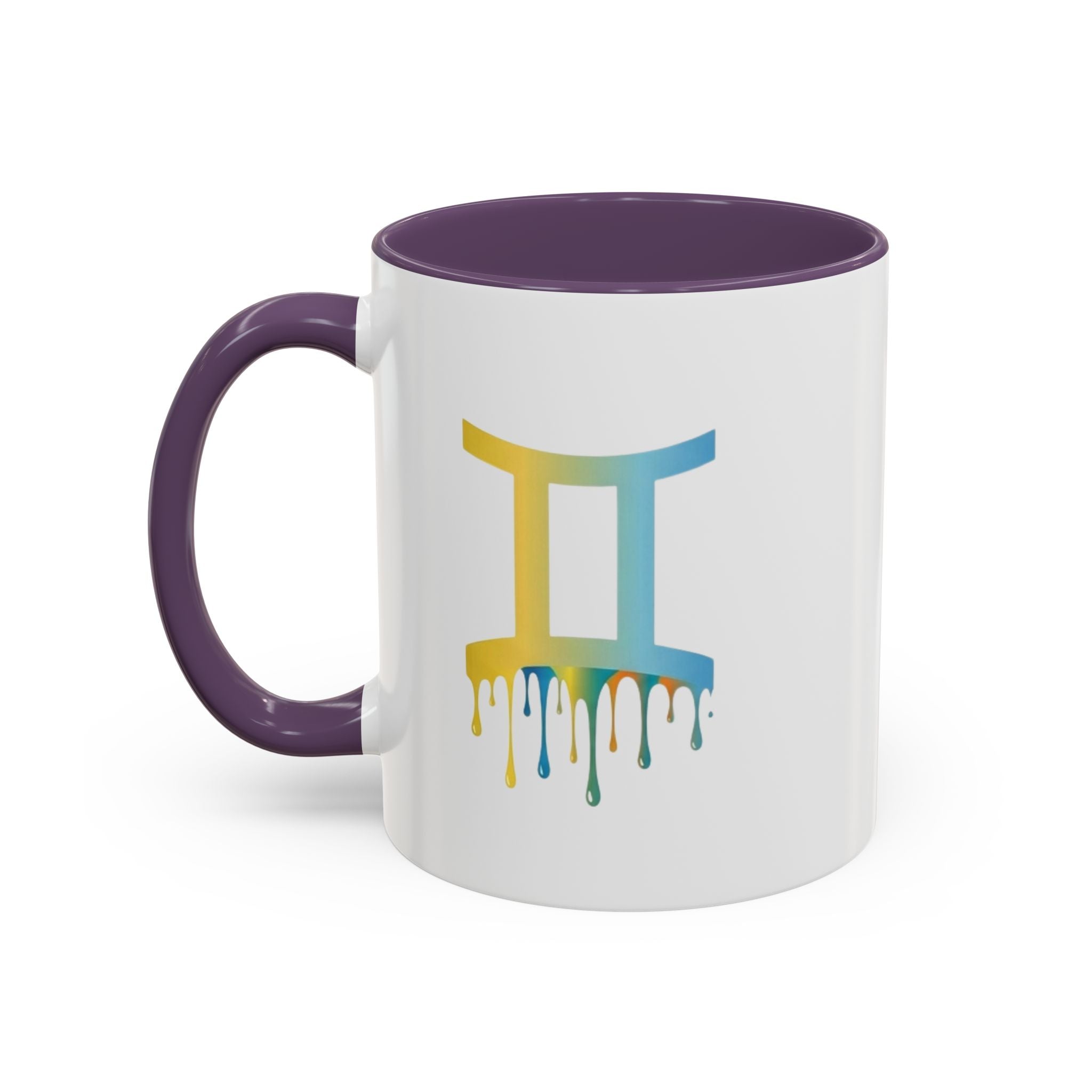 Gemini Zodiac Coffee Mug - Dripping Rainbow Gemini Symbol Accent Mug