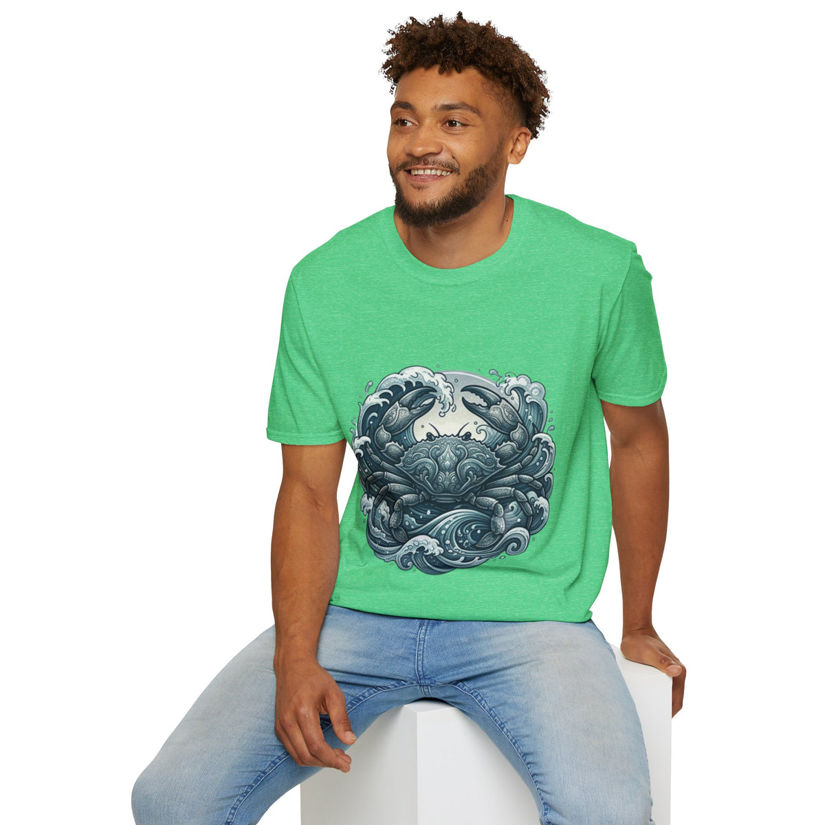 Crab and Waves Graphic T-Shirt — Coastal Oceanic Nautical Tee